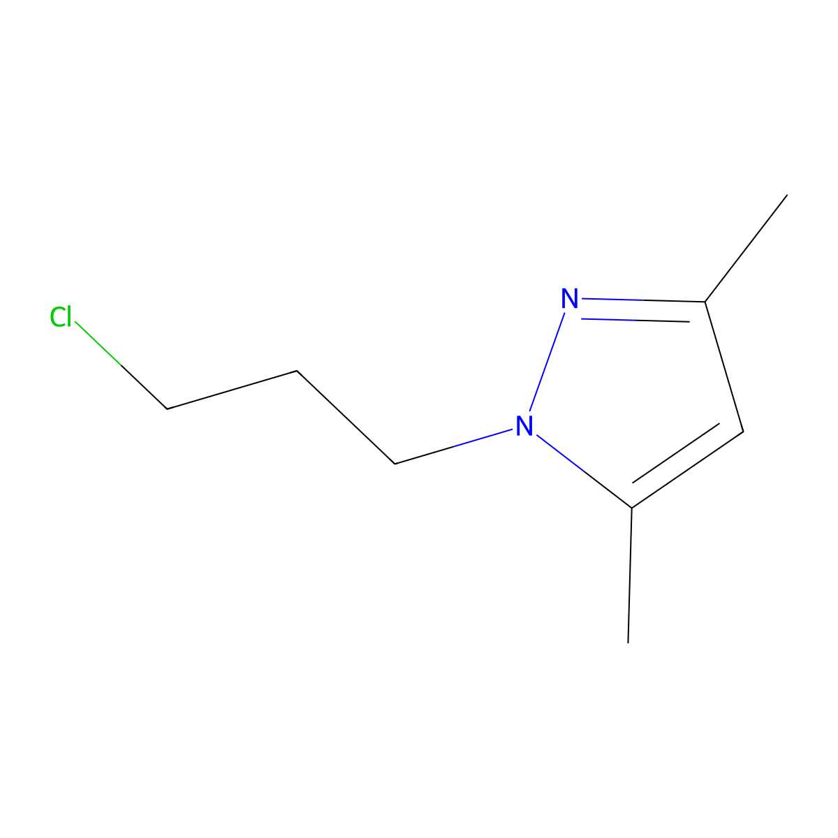 1-(3-chloropropyl)-3,5-dimethyl-1H-pyrazole molecular structure, CAS 81930-34-9