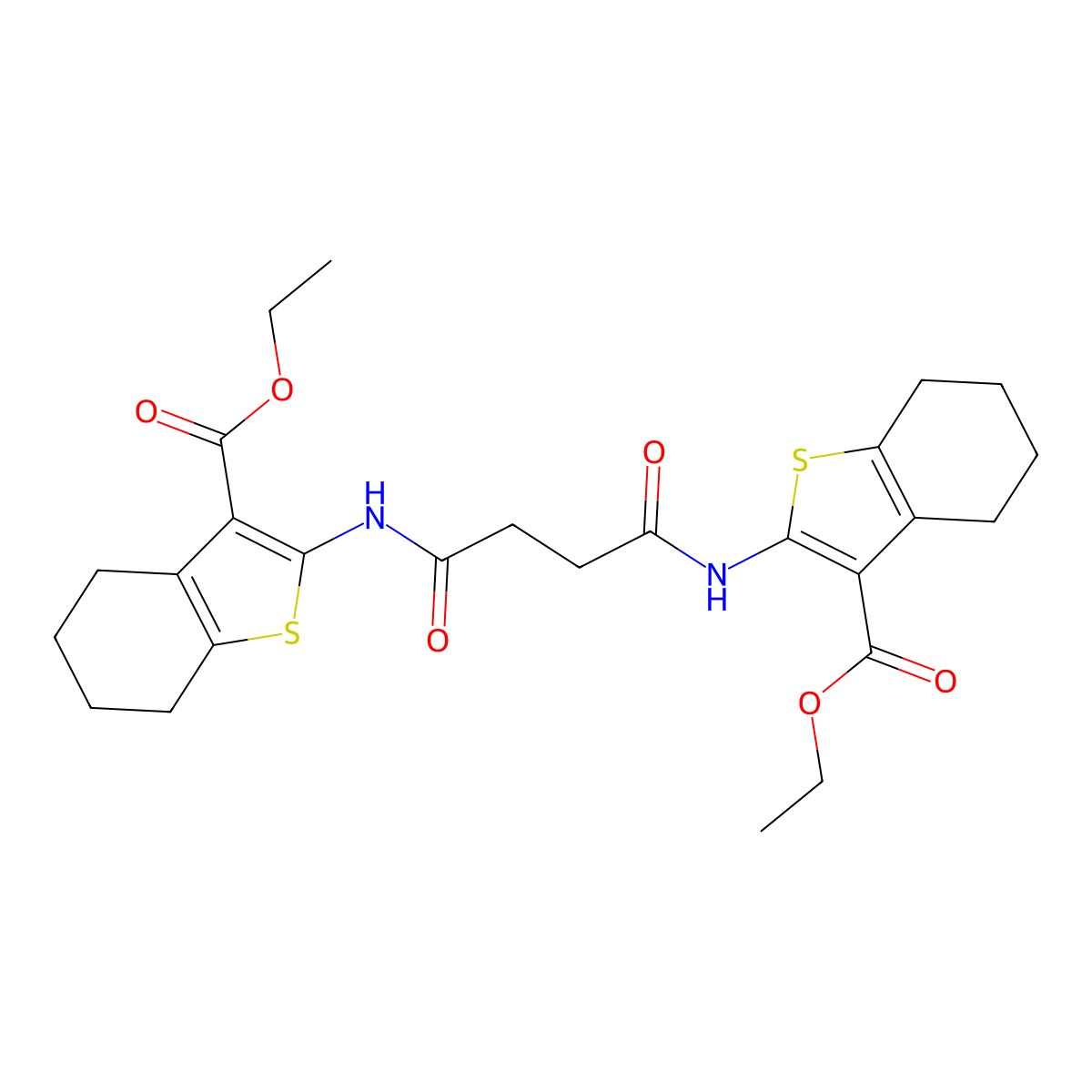 Ethyl 2-[[4-[(3-ethoxycarbonyl-4,5,6,7-tetrahydro-1-benzothiophen-2-yl)amino]-4-oxobutanoyl]amino]-4,5,6,7-tetrahydro-1-benzothiophene-3-carboxylate molecular structure, CAS 81930-78-1