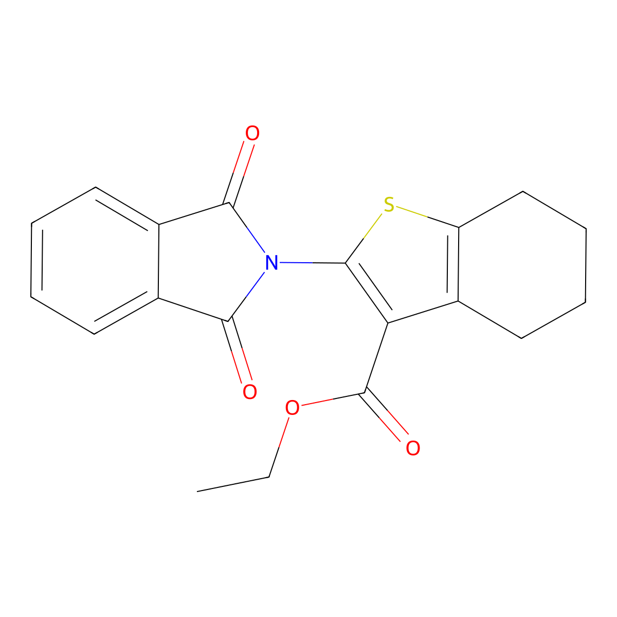 Ethyl 2-(1,3-dioxo-1,3-dihydro-2H-isoindol-2-YL)-4,5,6,7-tetrahydro-1-benzothiophene-3-carboxylate molecular structure, CAS 81930-79-2