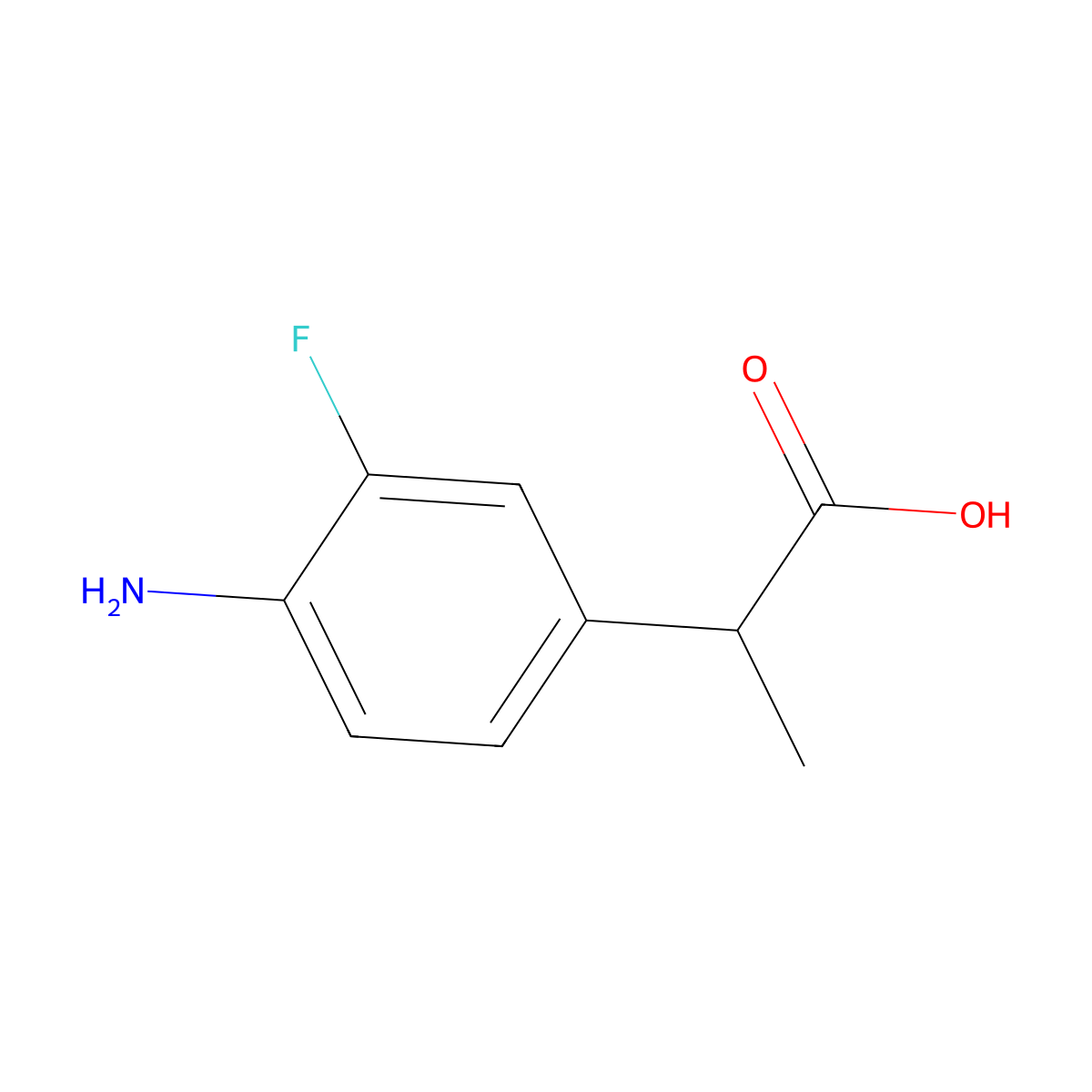 2-(4-Amino-3-fluorophenyl)propanoic acid molecular structure, CAS 81937-33-9