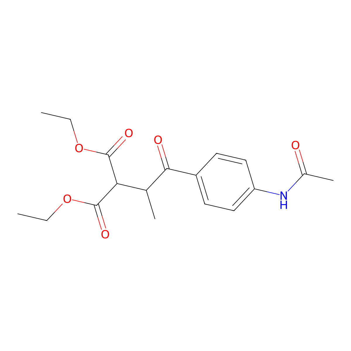 Diethyl 2-(1-(4-acetamidophenyl)-1-oxopropan-2-yl)malonate molecular structure, CAS 81937-39-5