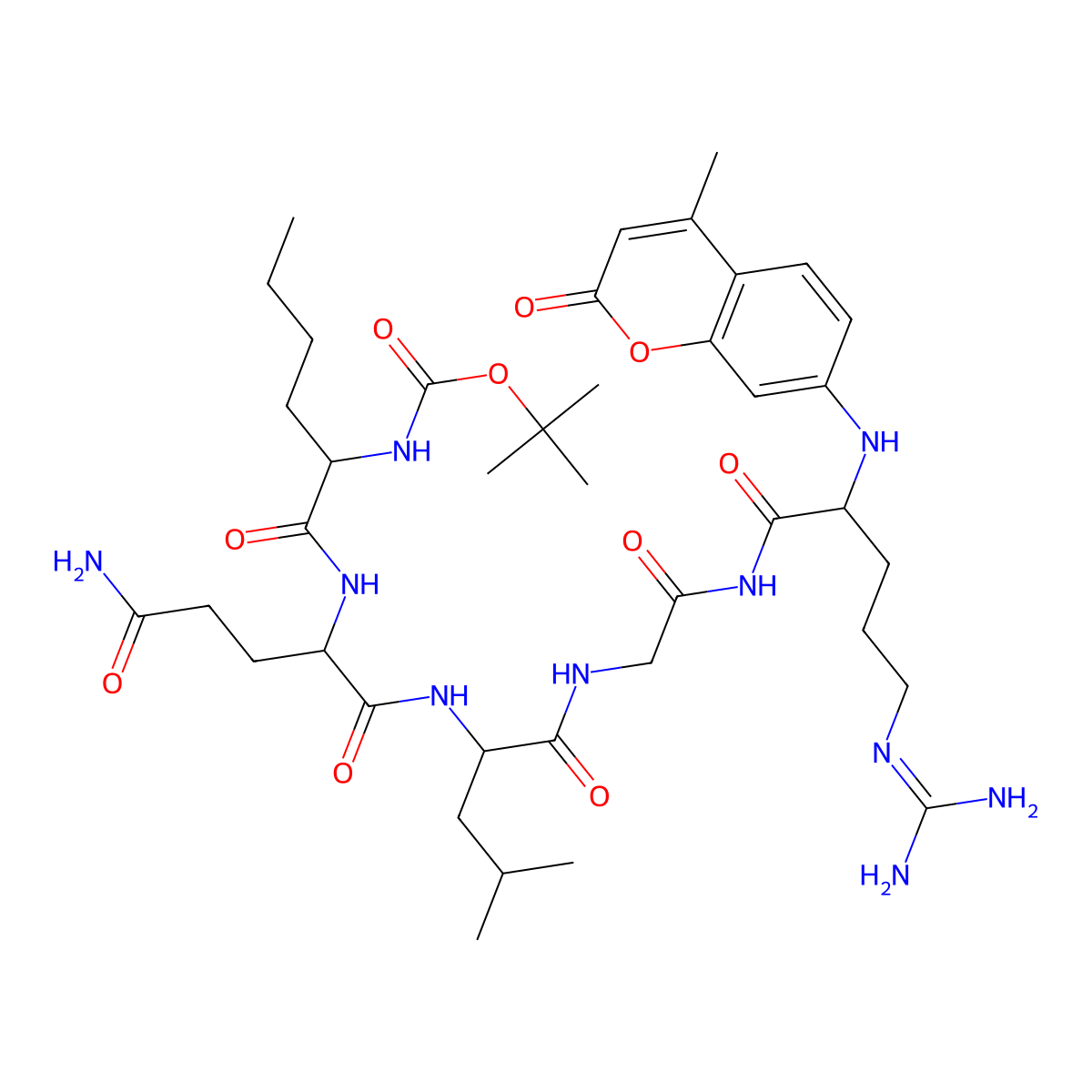 tert-Butyloxycarbonyl-norleucyl-glutaminyl-leucyl-glycyl-arginine-7-amino-4-methylcoumarin molecular structure, CAS 81943-91-1