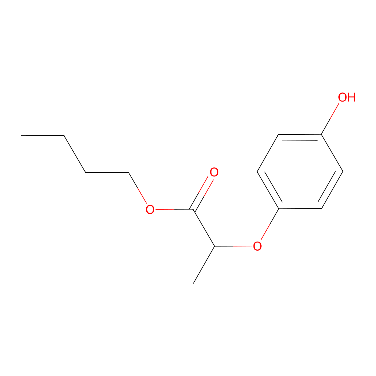 Butyl 2-(4-hydroxyphenoxy)propanoate molecular structure, CAS 81947-94-6