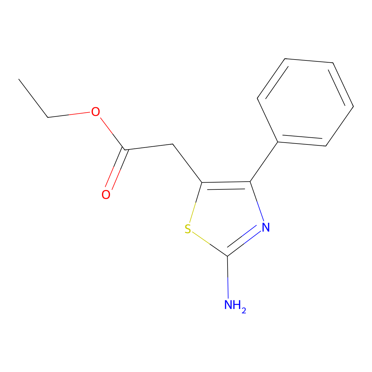 Ethyl 2-(2-amino-4-phenylthiazol-5-yl)acetate molecular structure, CAS 81950-41-6