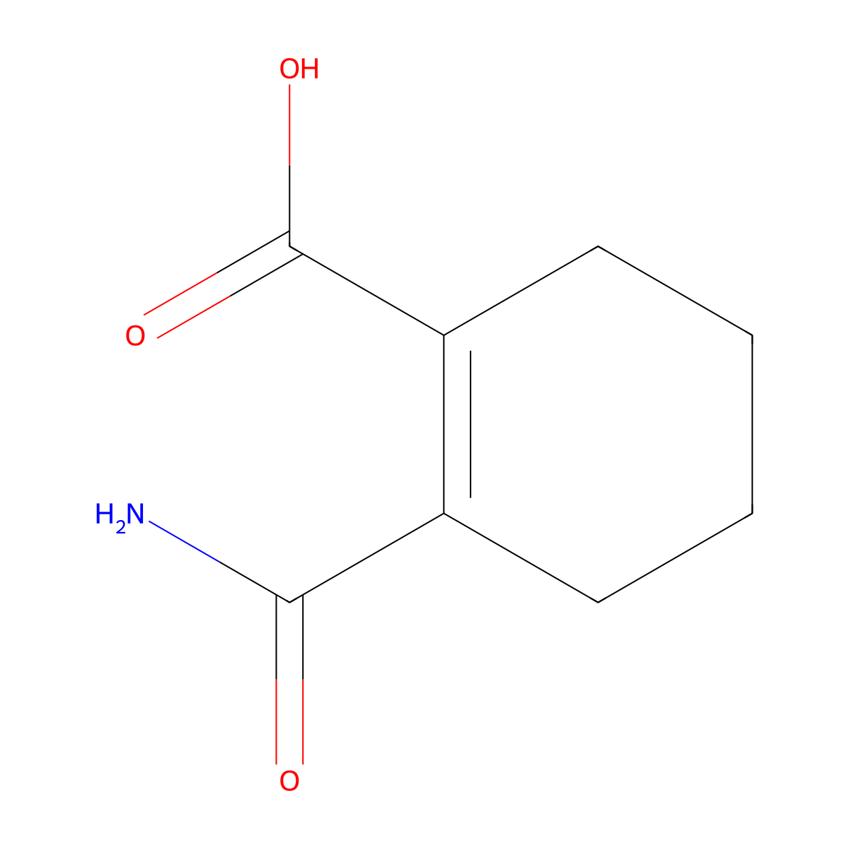 2-Carbamoylcyclohex-1-ene-1-carboxylic acid molecular structure, CAS 81951-65-7