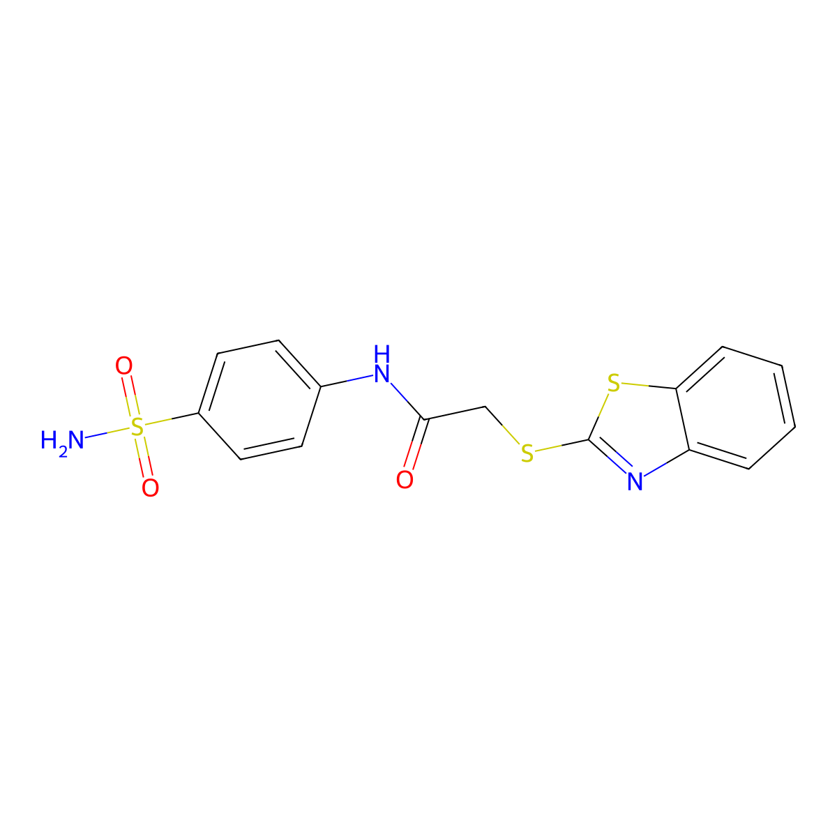 2-(1,3-benzothiazol-2-ylsulfanyl)-N-(4-sulfamoylphenyl)acetamide molecular structure, CAS 81958-35-2