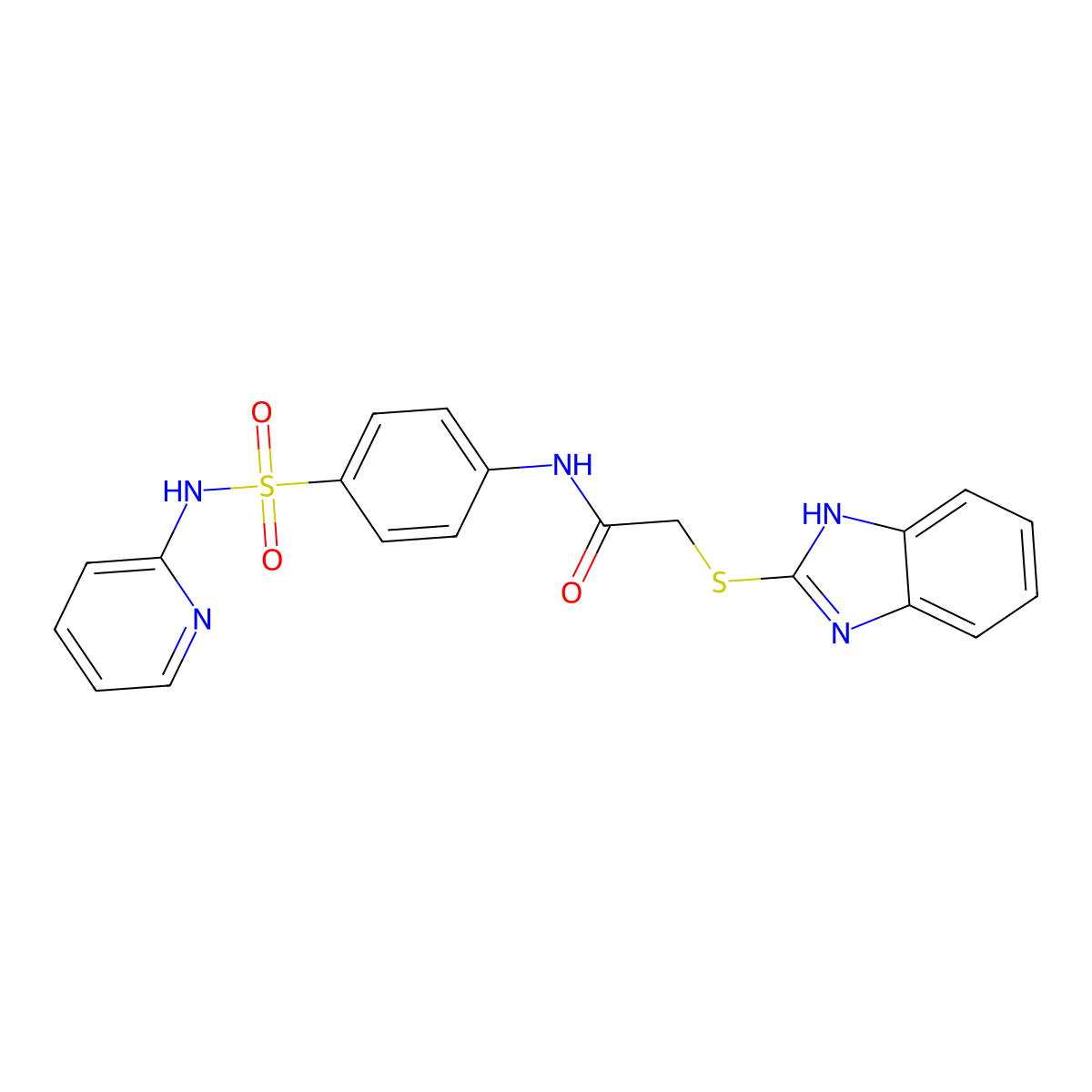 2-(1H-benzimidazol-2-ylsulfanyl)-N-[4-(pyridin-2-ylsulfamoyl)phenyl]acetamide molecular structure, CAS 81958-39-6