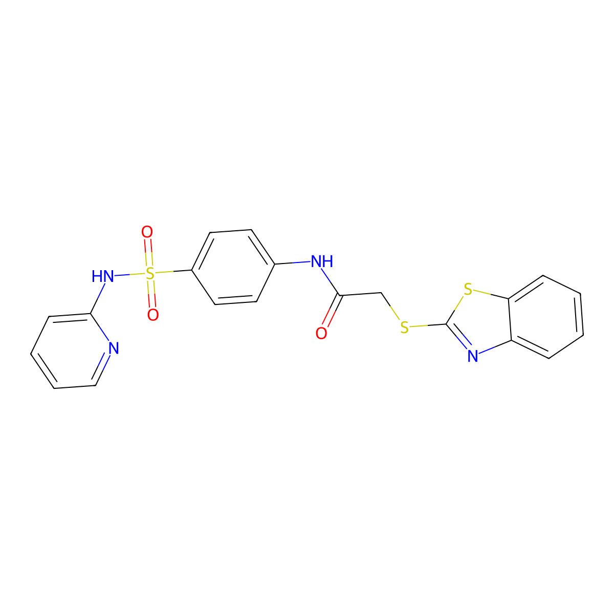 2-(1,3-benzothiazol-2-ylsulfanyl)-N-[4-(pyridin-2-ylsulfamoyl)phenyl]acetamide molecular structure, CAS 81958-40-9