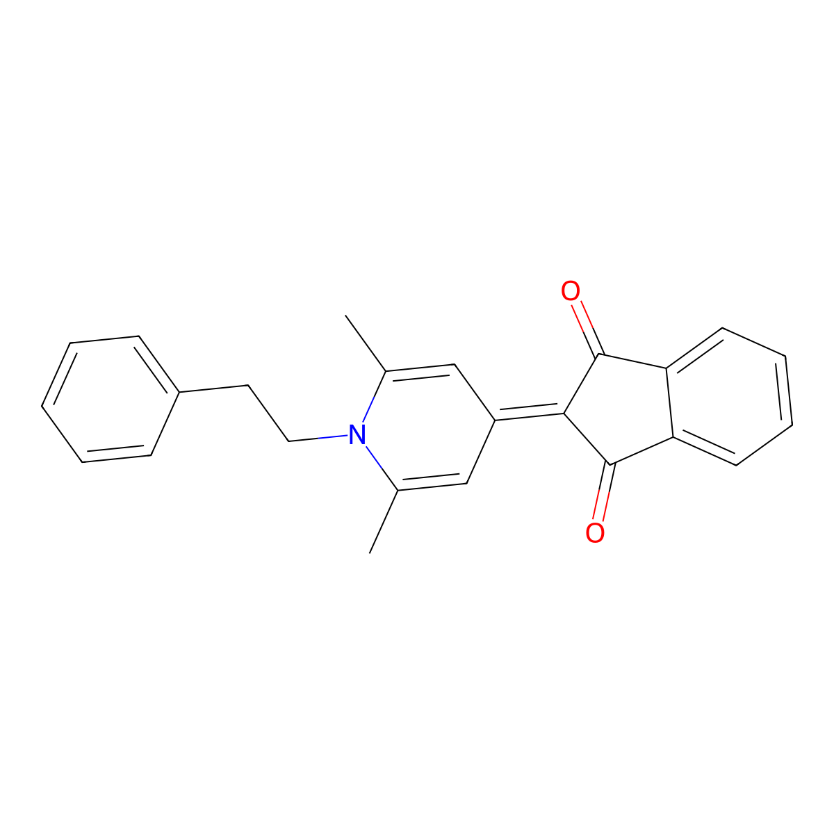 2-(2,6-dimethyl-1-phenethylpyridin-4(1H)-ylidene)-1H-indene-1,3(2H)-dione molecular structure, CAS 81959-71-9