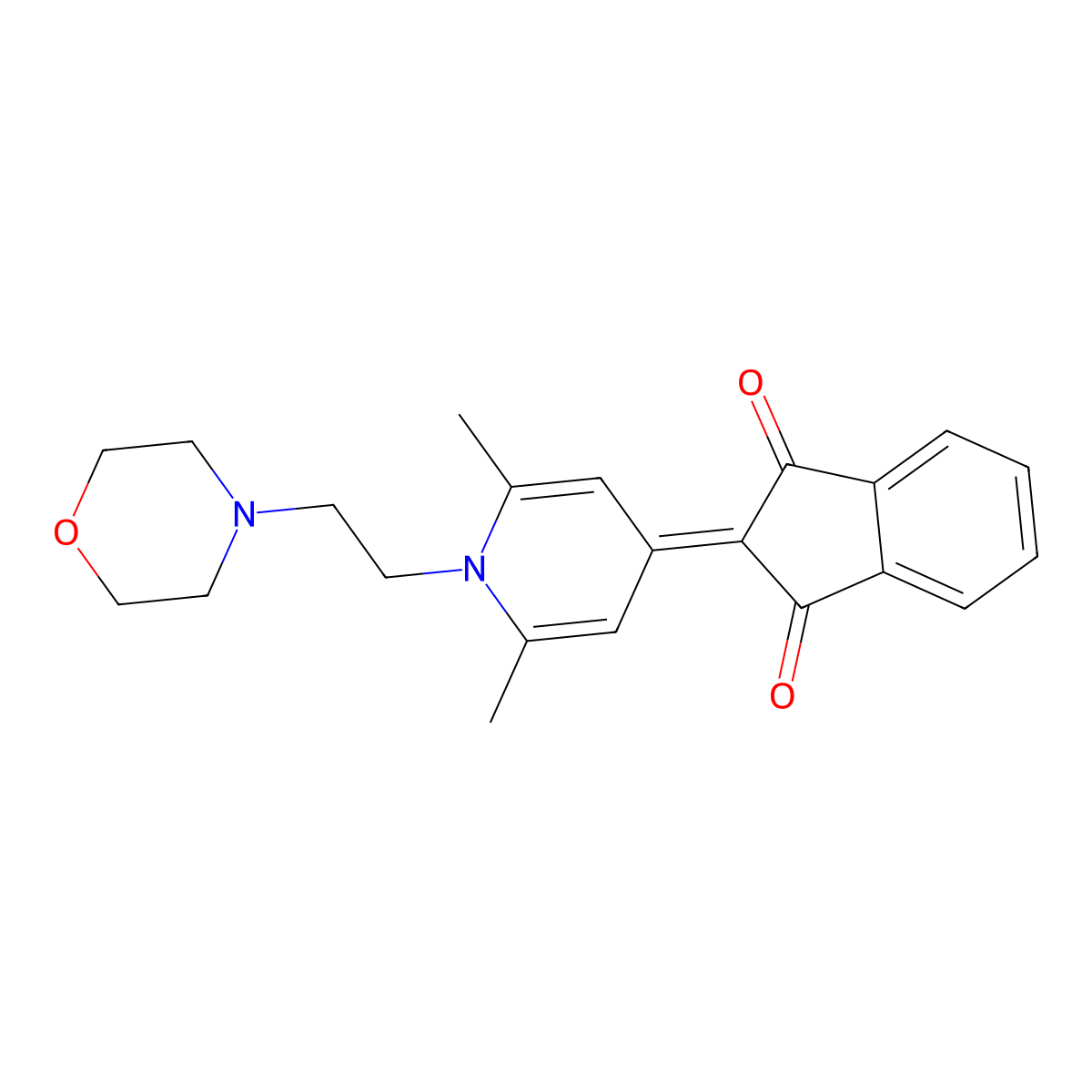 2-(2,6-dimethyl-1-(2-morpholinoethyl)pyridin-4(1H)-ylidene)-1H-indene-1,3(2H)-dione molecular structure, CAS 81959-86-6