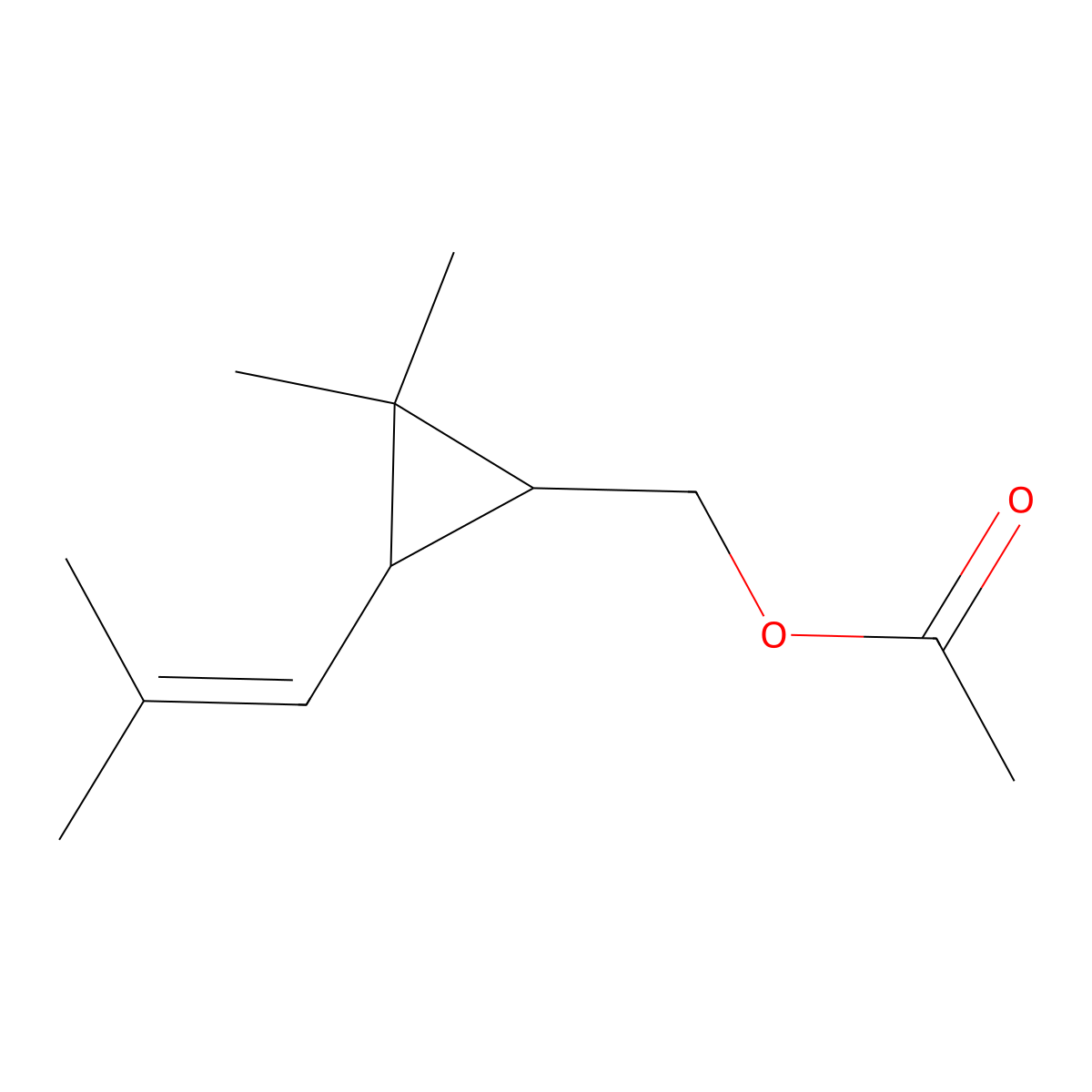 [2,2-Dimethyl-3-(2-methylprop-1-enyl)cyclopropyl]methyl acetate molecular structure, CAS 81968-65-2