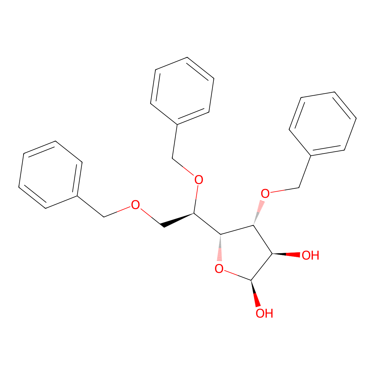 3,5,6-Tri-O-benzyl-D-glucofuranose molecular structure, CAS 81969-62-2