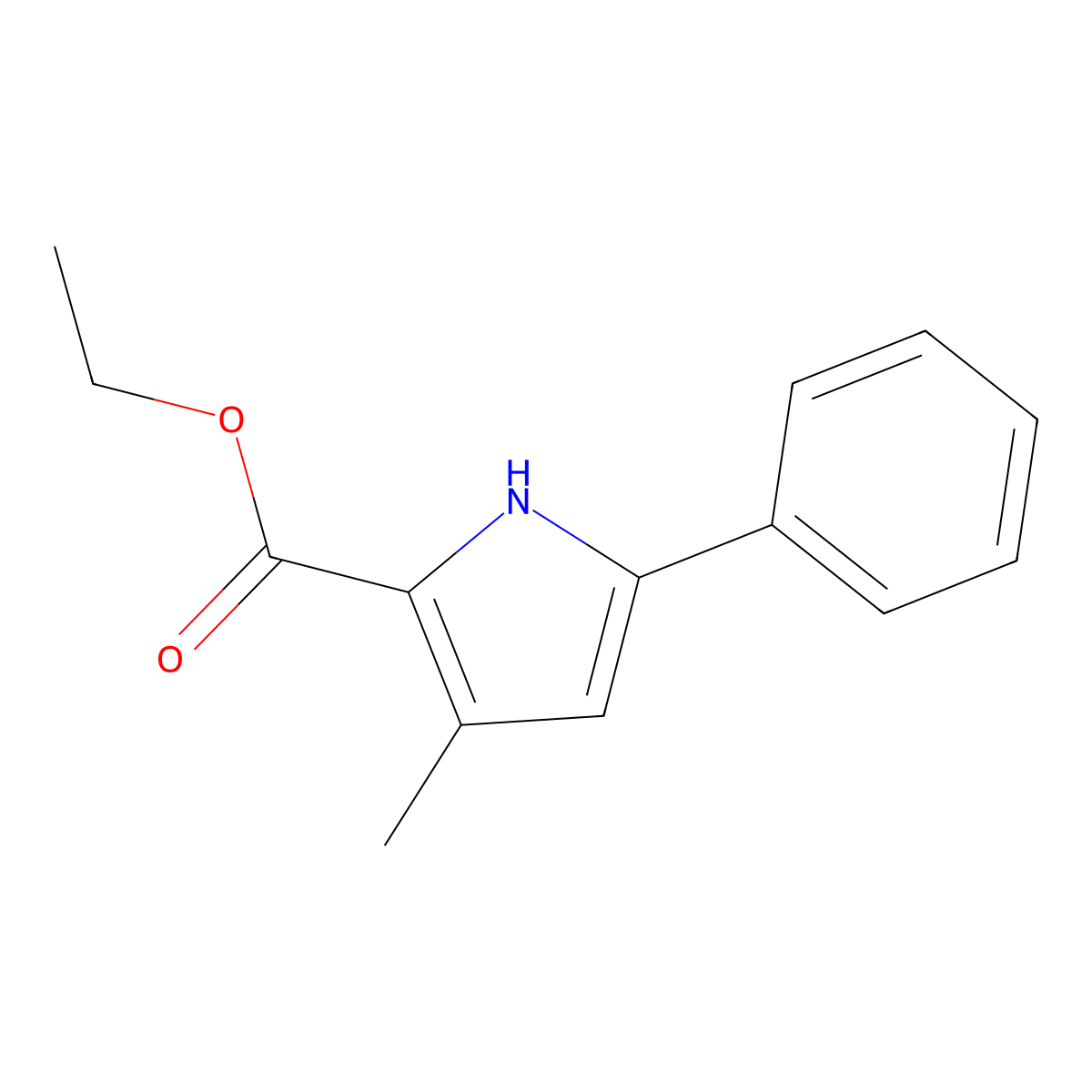 Ethyl 3-methyl-5-phenyl-1H-pyrrole-2-carboxylate molecular structure, CAS 81979-58-0
