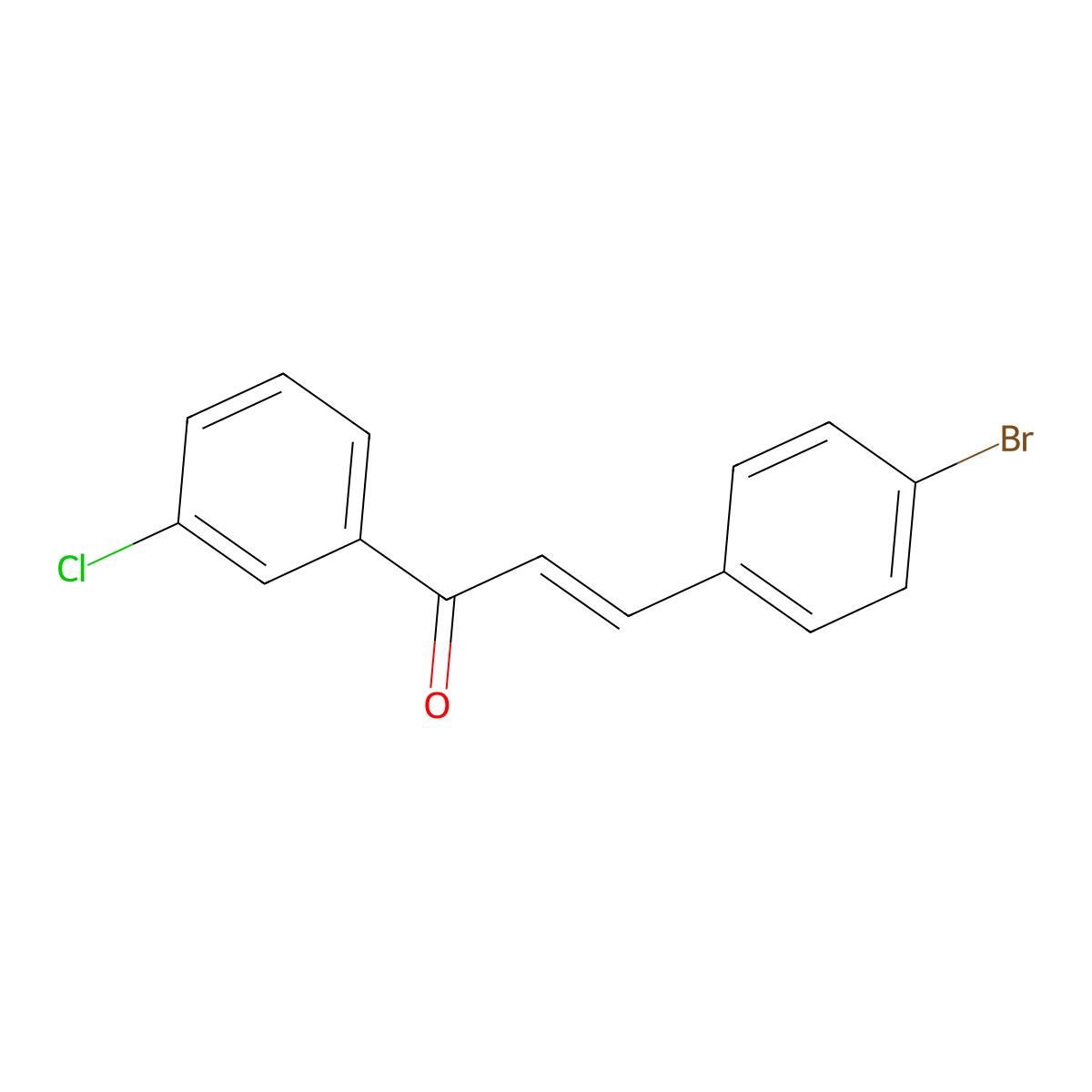 (2E)-3-(4-Bromophenyl)-1-(3-chlorophenyl)prop-2-en-1-one molecular structure, CAS 819792-56-8