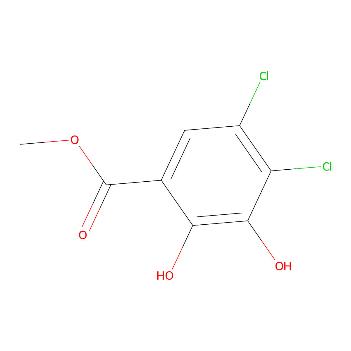 Methyl 4,5-dichloro-2,3-dihydroxybenzoate molecular structure, CAS 819800-61-8