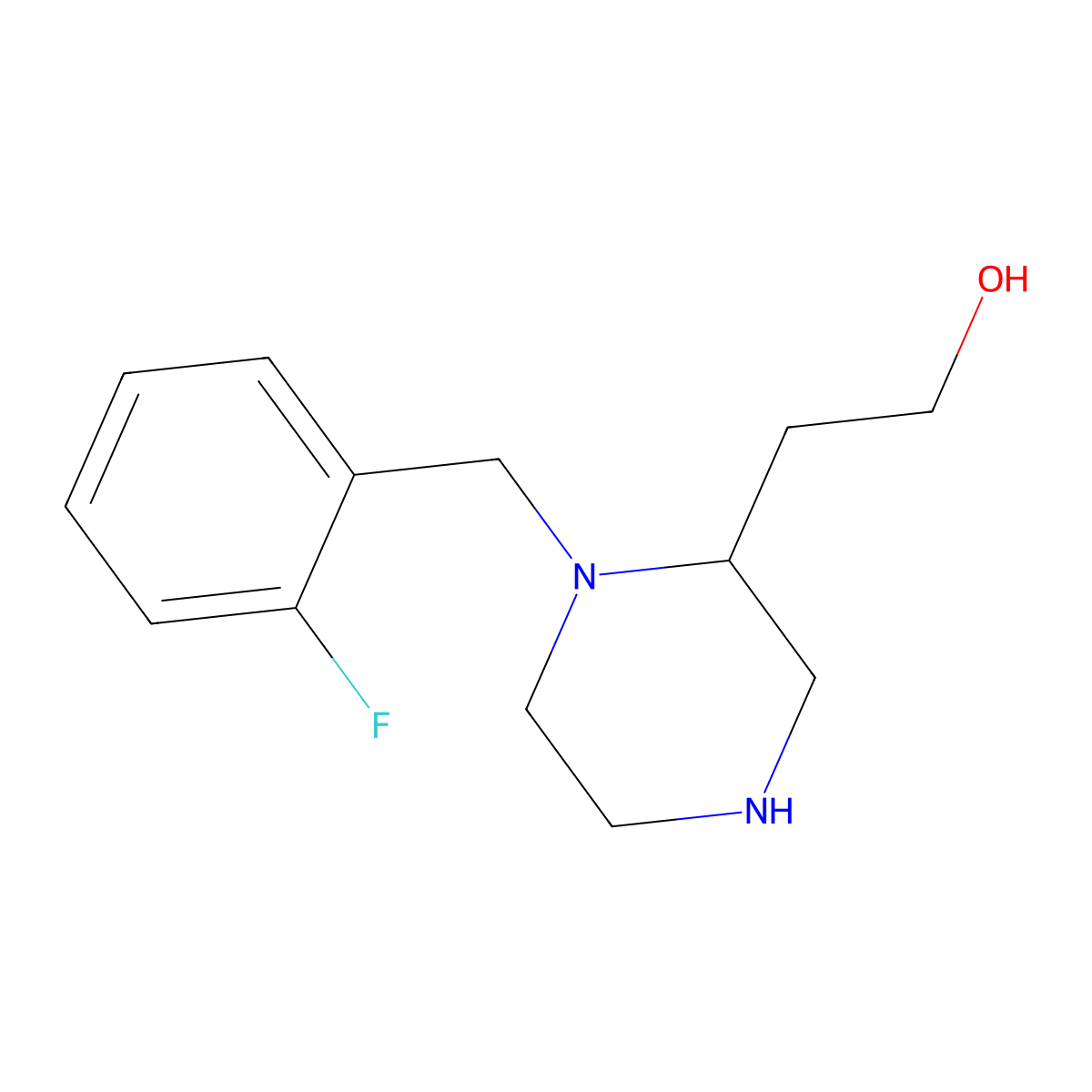 2-[1-(2-Fluorobenzyl)-2-piperazinyl]ethanol molecular structure, CAS 819802-28-3