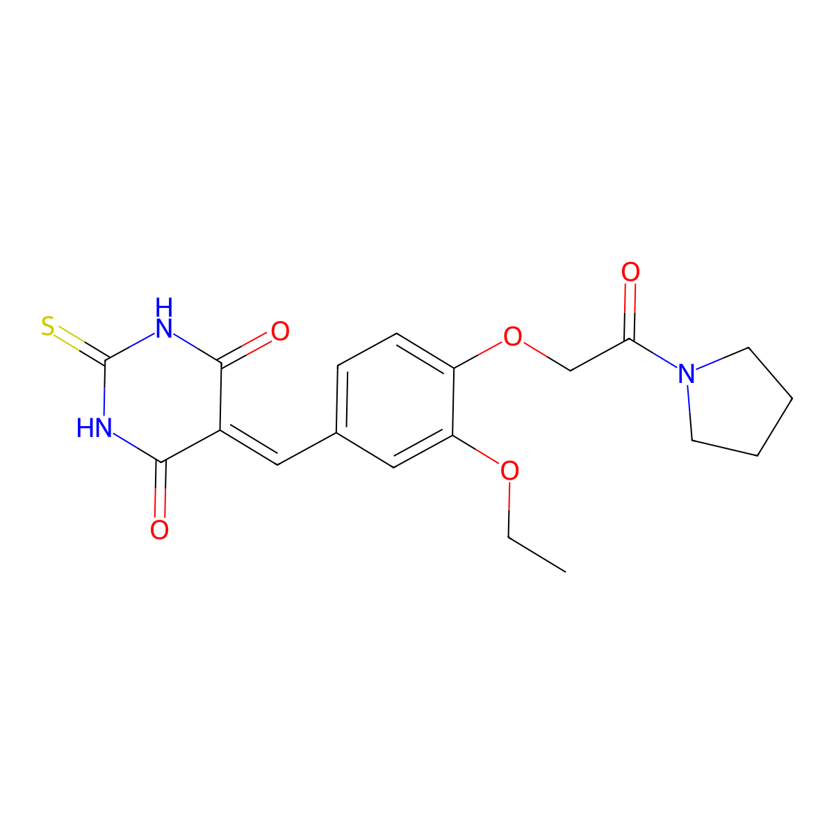 5-[[3-Ethoxy-4-(2-oxo-2-pyrrolidin-1-ylethoxy)phenyl]methylidene]-2-sulfanylidene-1,3-diazinane-4,6-dione molecular structure, CAS 819807-96-0