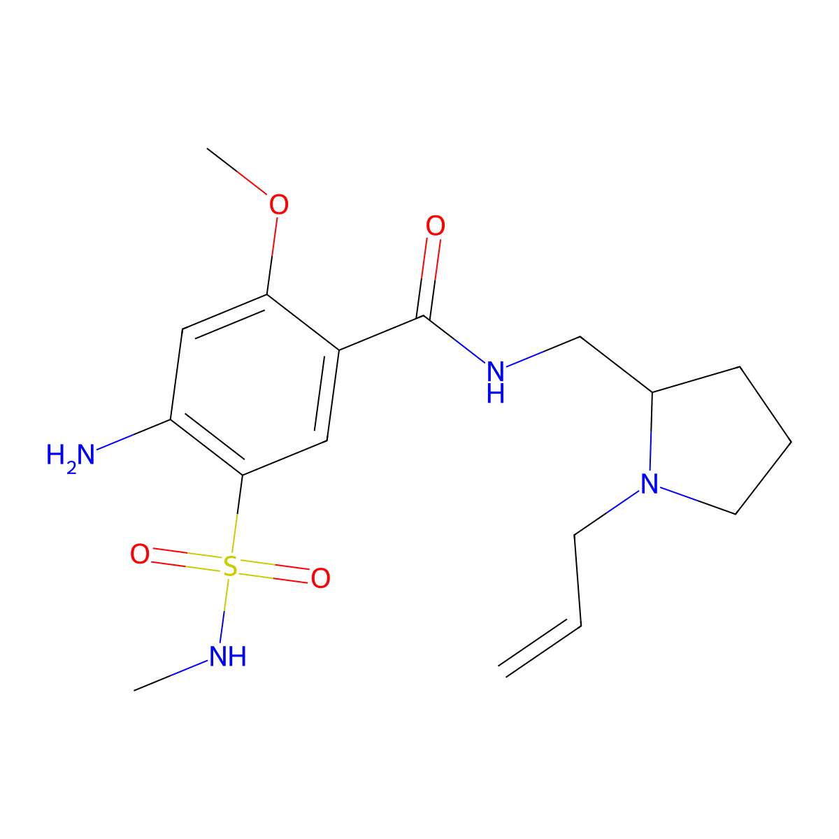 4-Amino-2-methoxy-5-((methylamino)sulfonyl)-N-((1-(2-propenyl)-2-pyrrolidinyl)methyl)benzamide molecular structure, CAS 81982-32-3