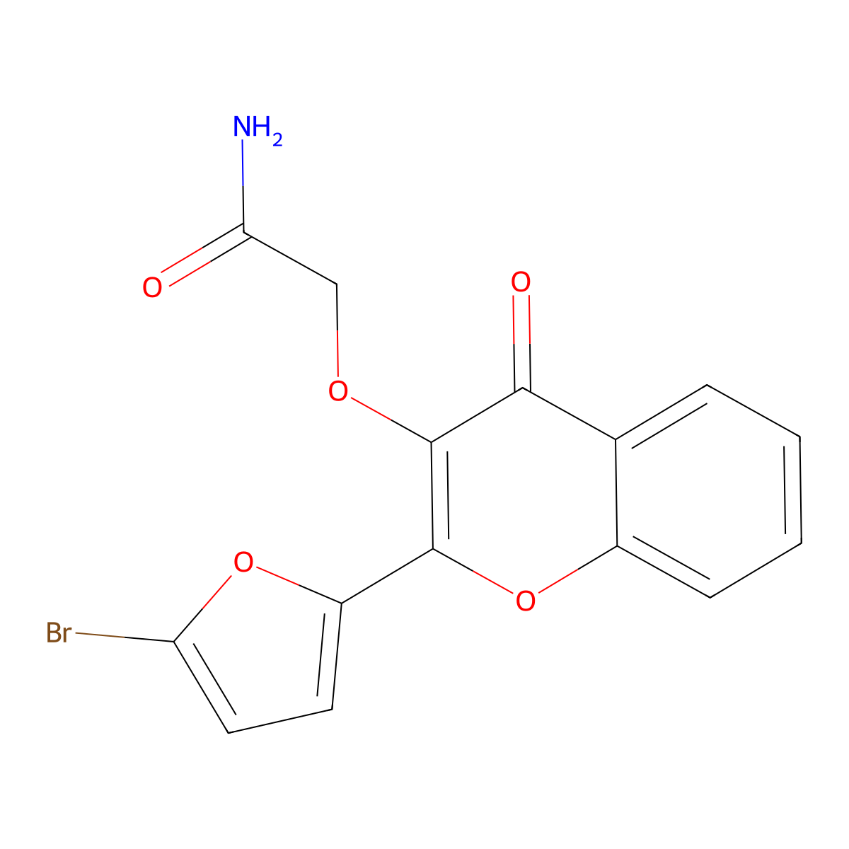 2-((2-(5-bromofuran-2-yl)-4-oxo-4H-chromen-3-yl)oxy)acetamide molecular structure, CAS 819827-50-4