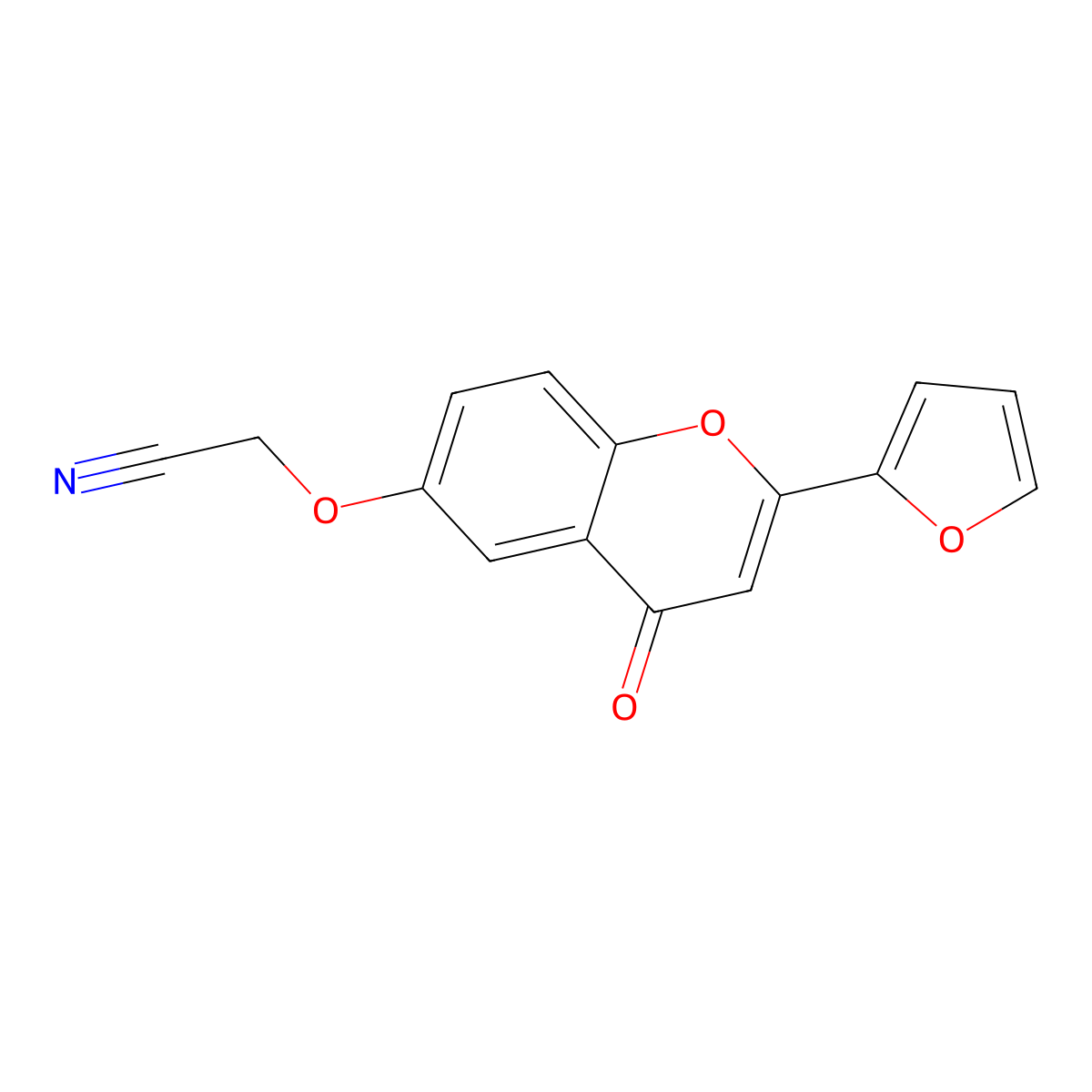 2-(2-(2-Furyl)-4-oxochromen-6-yloxy)ethanenitrile molecular structure, CAS 819831-08-8