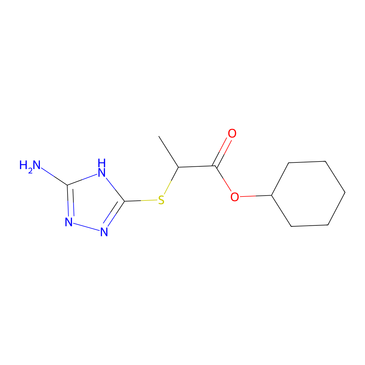 cyclohexyl 2-[(5-amino-4H-1,2,4-triazol-3-yl)sulfanyl]propanoate molecular structure, CAS 819835-53-5