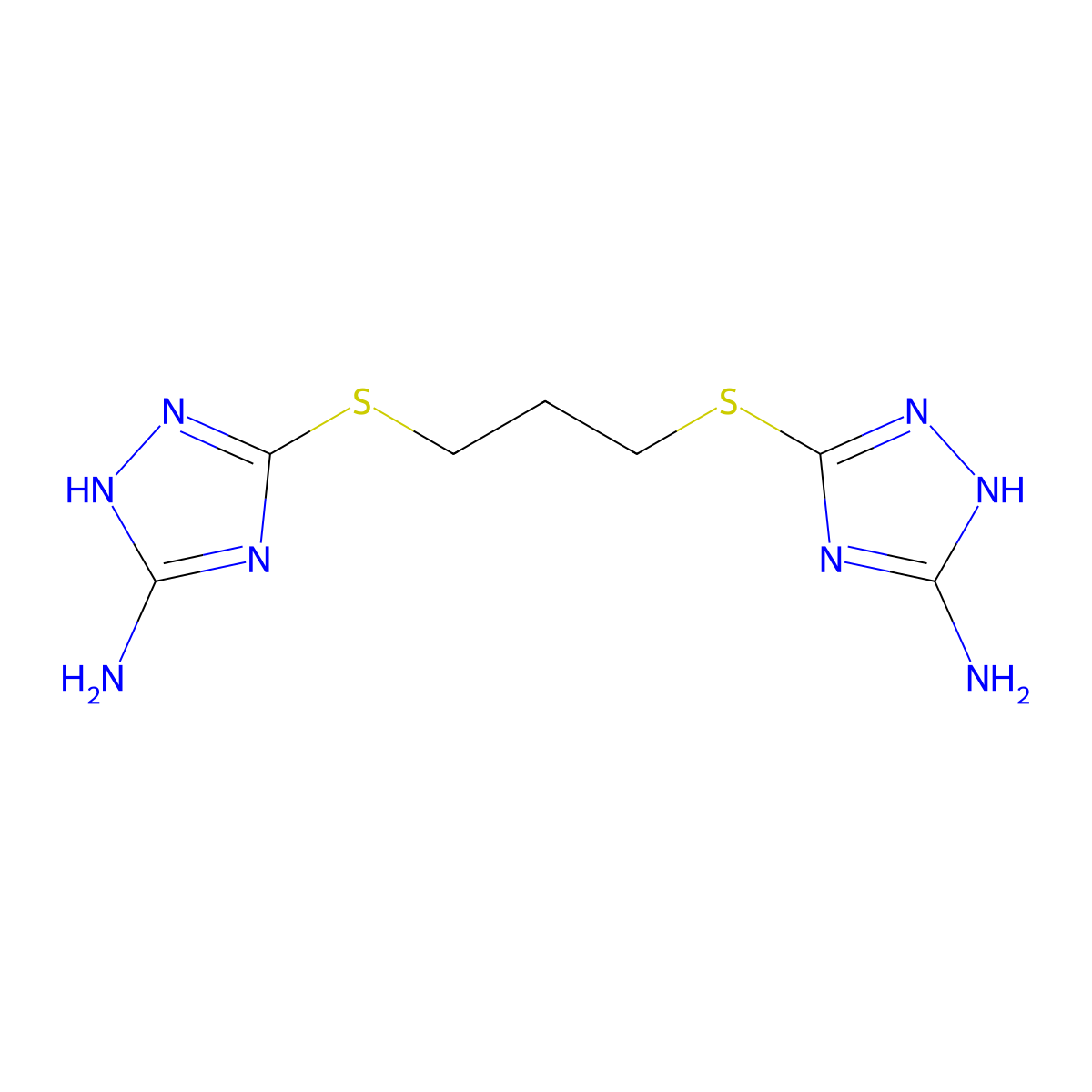3-({3-[(5-amino-1H-1,2,4-triazol-3-yl)sulfanyl]propyl}sulfanyl)-1H-1,2,4-triazol-5-amine molecular structure, CAS 819835-65-9