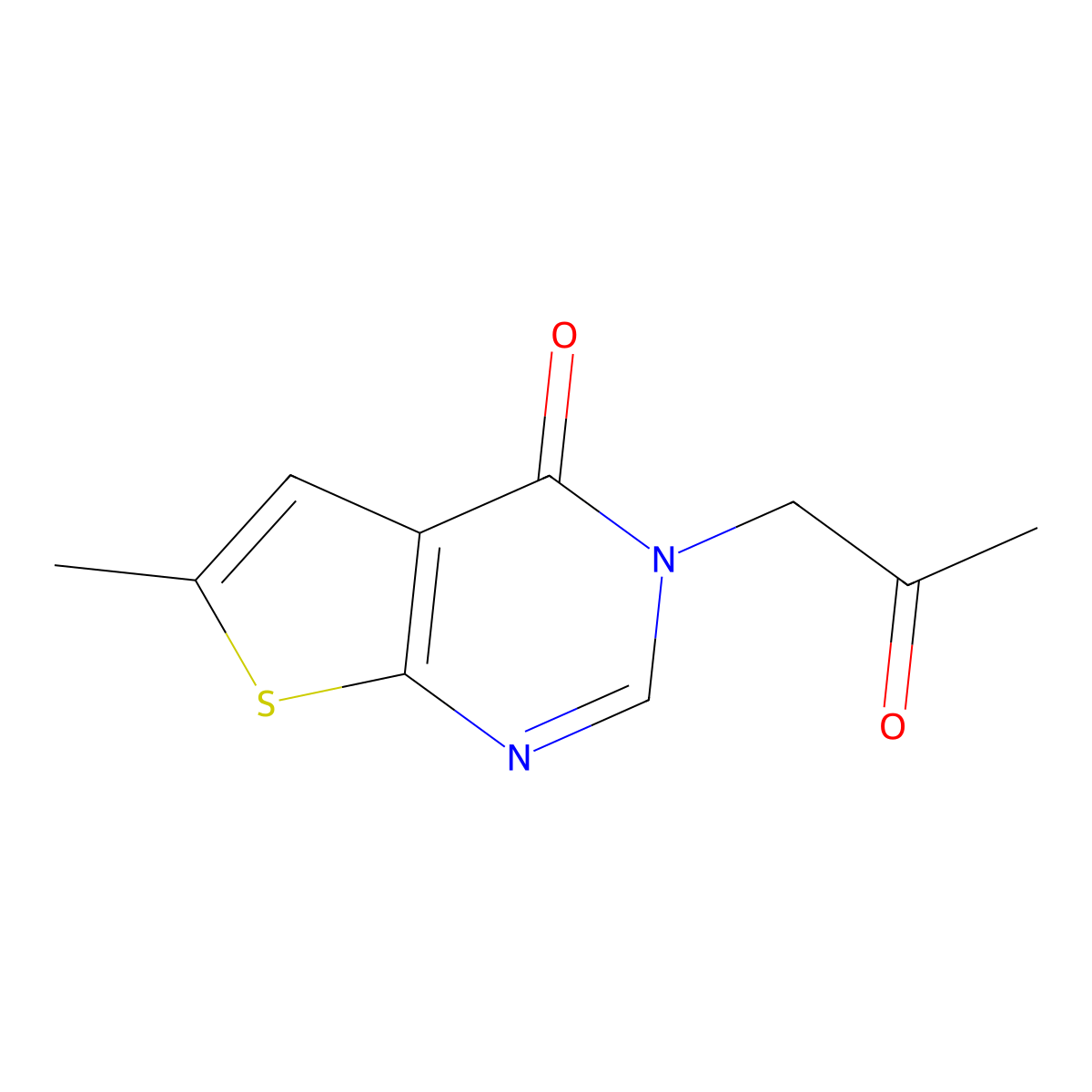 6-methyl-3-(2-oxopropyl)thieno[2,3-d]pyrimidin-4(3H)-one molecular structure, CAS 819844-50-3