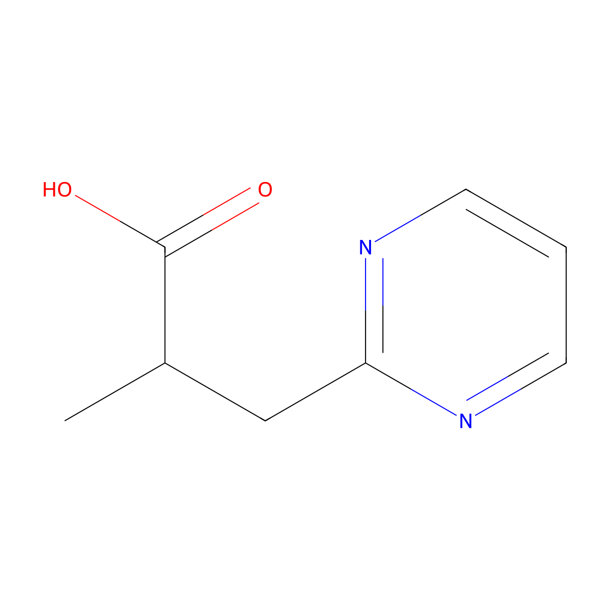2-Methyl-3-(pyrimidin-2-YL)propanoic acid molecular structure, CAS 819850-14-1