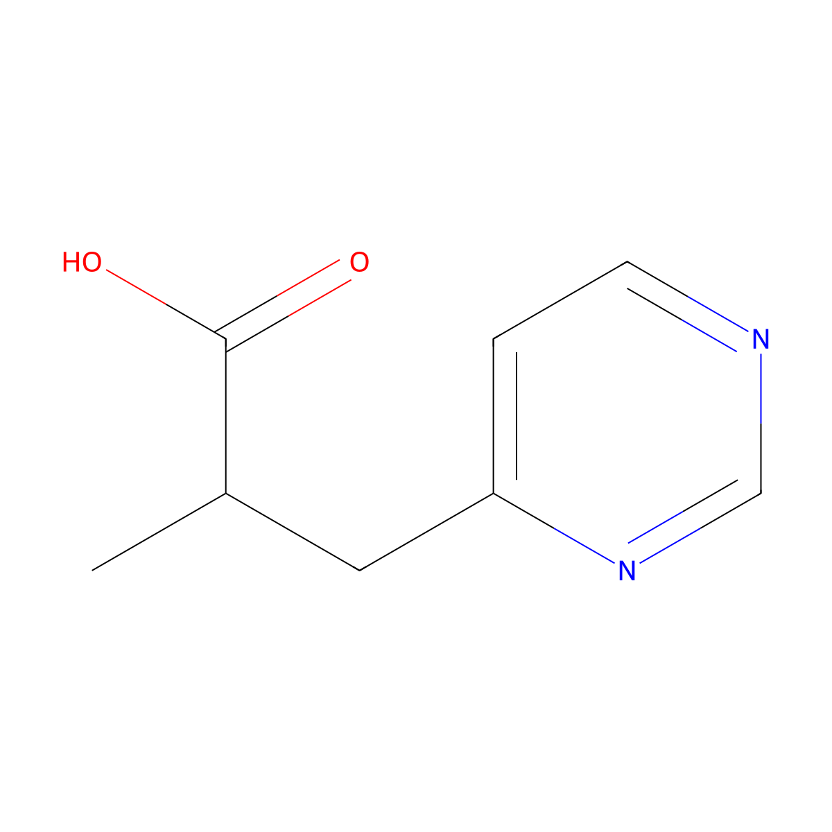 2-Methyl-3-(pyrimidin-4-YL)propanoic acid molecular structure, CAS 819850-15-2