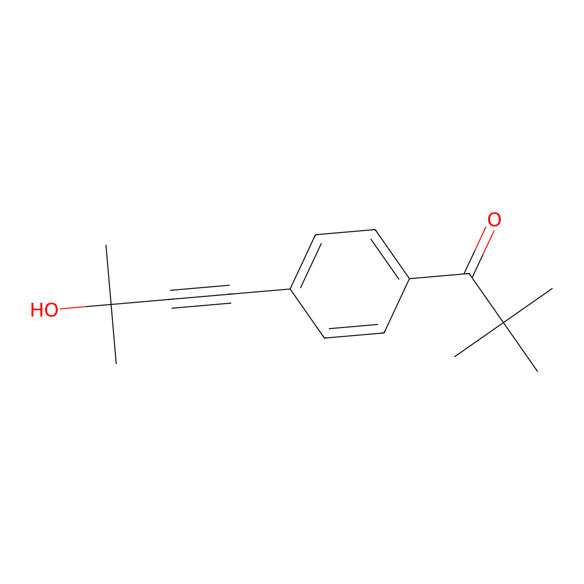 1-Propanone, 1-[4-(3-hydroxy-3-methyl-1-butynyl)phenyl]-2,2-dimethyl- molecular structure, CAS 819851-10-0