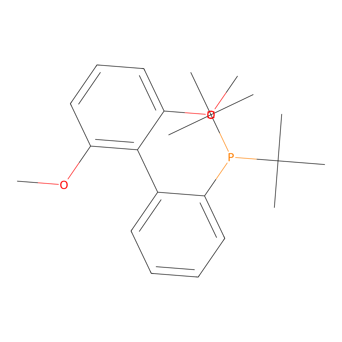 Di-tert-butyl(2',6'-dimethoxy-[1,1'-biphenyl]-2-yl)phosphine , tBuSPhos molecular structure, CAS 819867-21-5