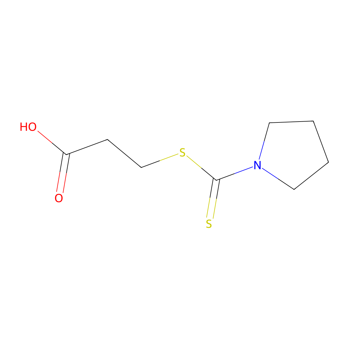 3-(Pyrrolidine-1-carbothioylsulfanyl)-propionic acid molecular structure, CAS 81994-77-6