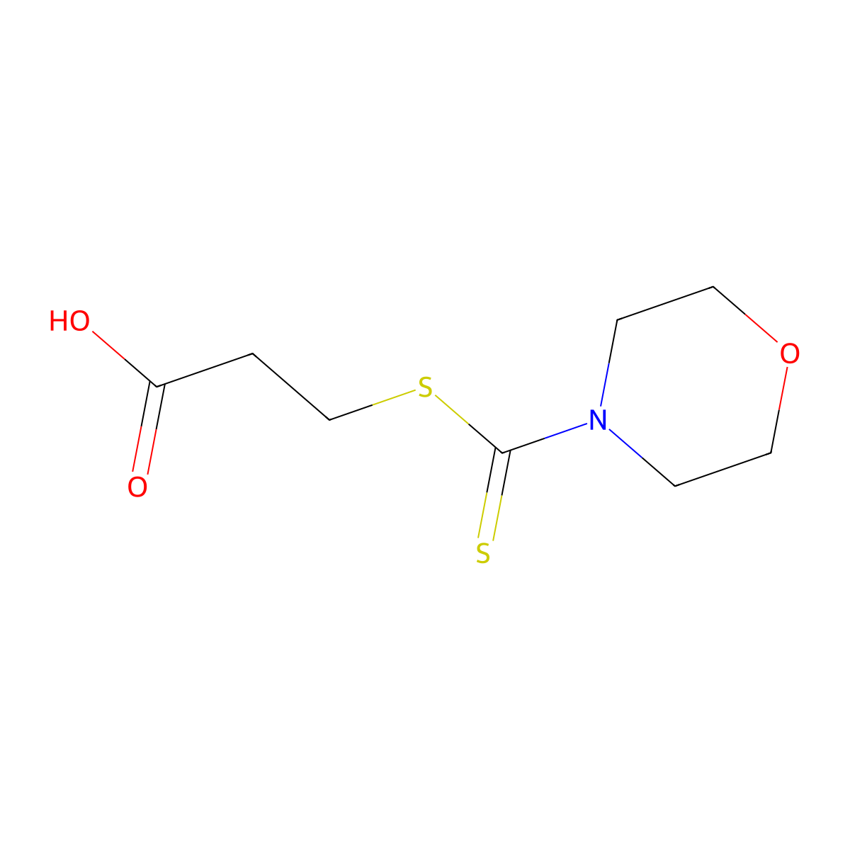 3-(Morpholine-4-carbothioylsulfanyl)propanoic acid molecular structure, CAS 81994-79-8