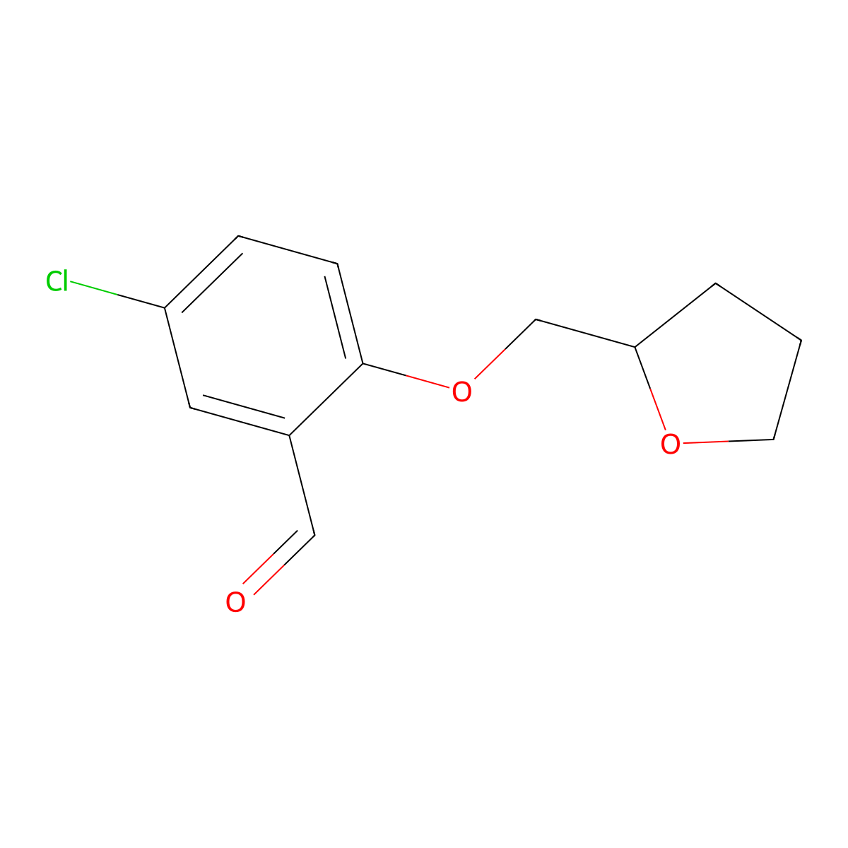 5-Chloro-2-(oxolan-2-ylmethoxy)benzaldehyde molecular structure, CAS 81995-31-5