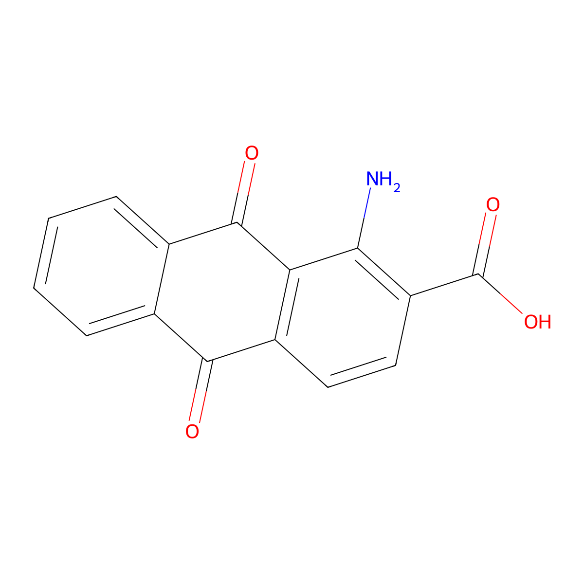 2-Anthracenecarboxylic acid, 1-amino-9,10-dihydro-9,10-dioxo- molecular structure, CAS 82-24-6