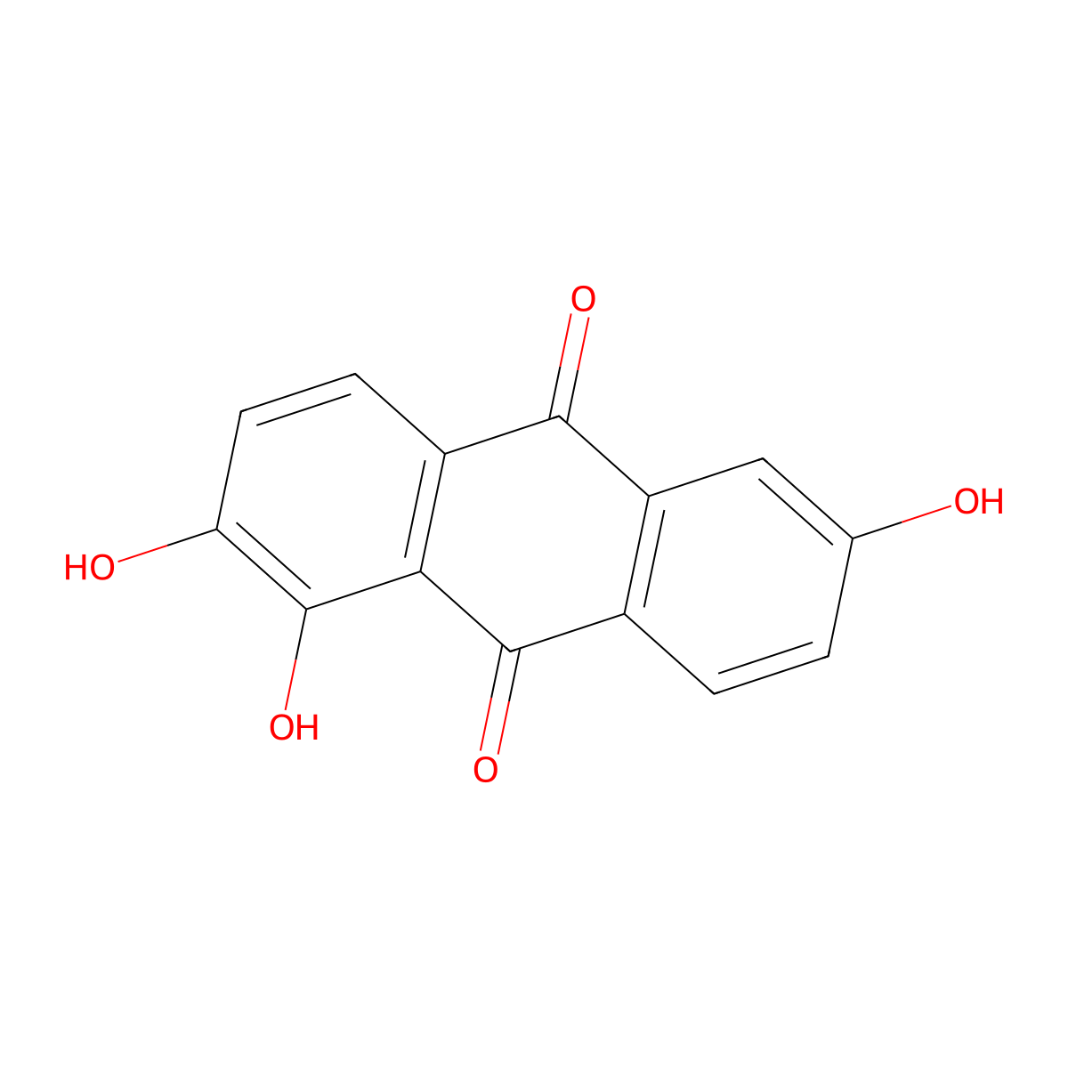 1,2,6-Trihydroxy-9,10-anthracenedione molecular structure, CAS 82-29-1