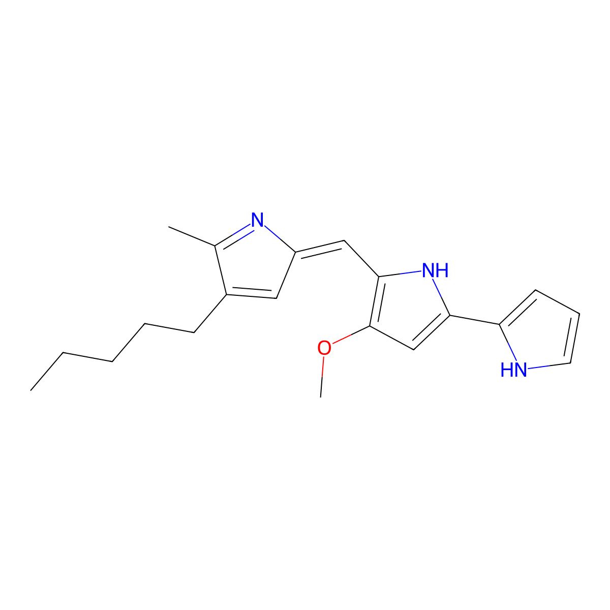 Prodigiosin molecular structure, CAS 82-89-3