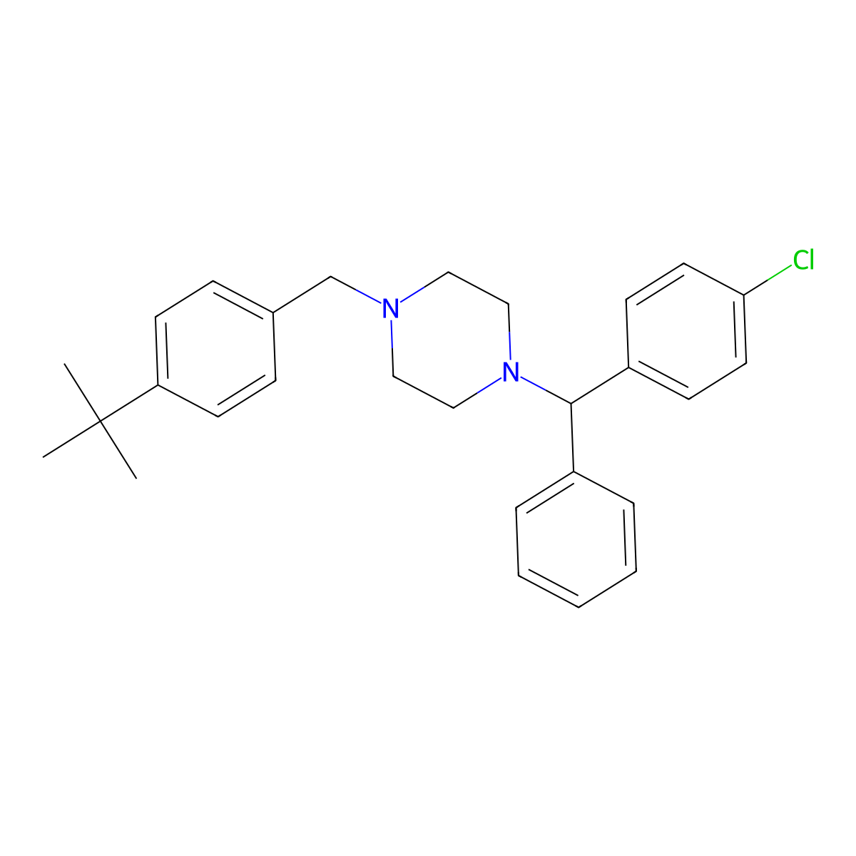 Buclizine molecular structure, CAS 82-95-1