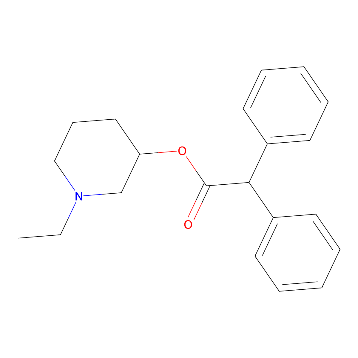 Piperidolate molecular structure, CAS 82-98-4