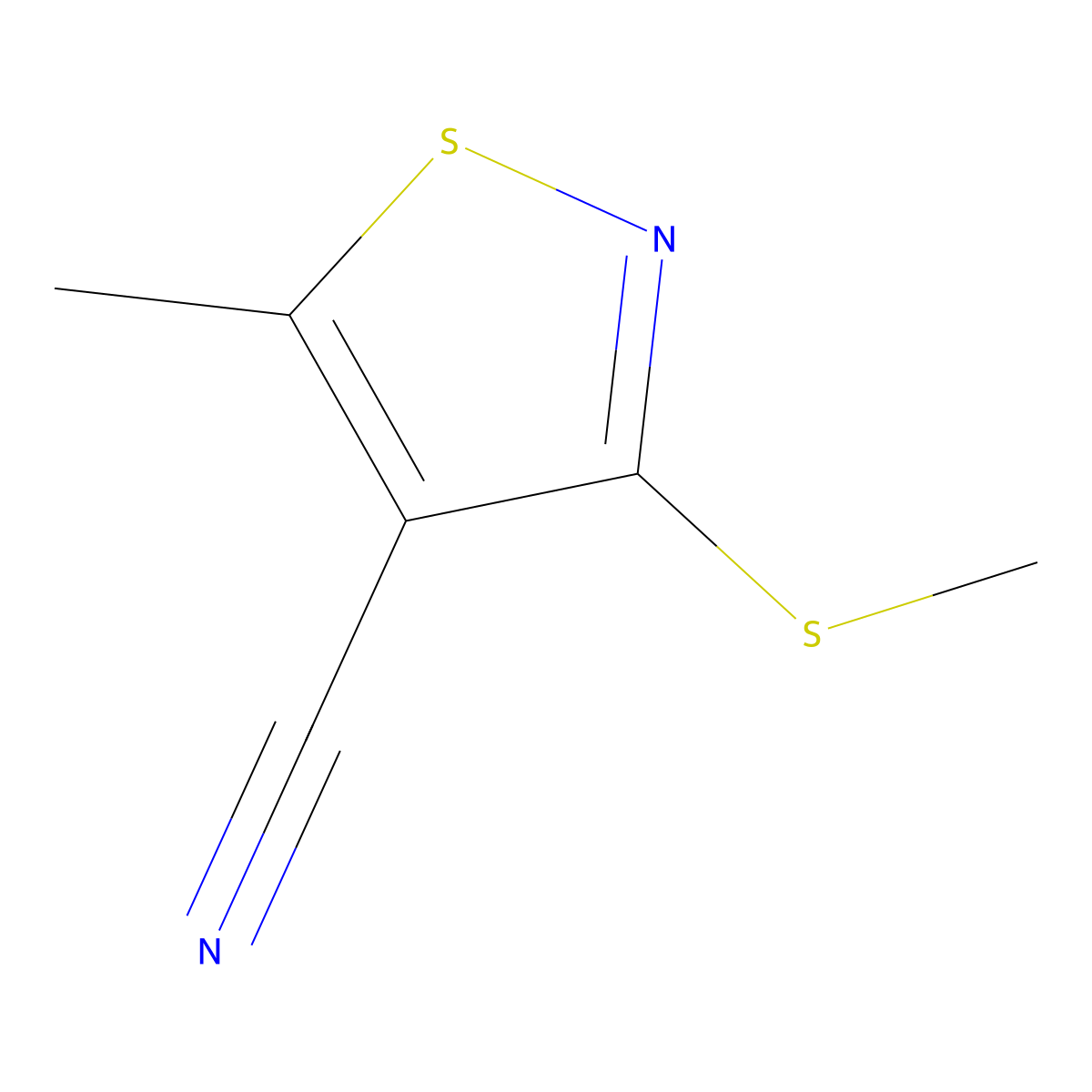 5-Methyl-3-(methylsulfanyl)-4-isothiazolecarbonitrile molecular structure, CAS 82000-50-8