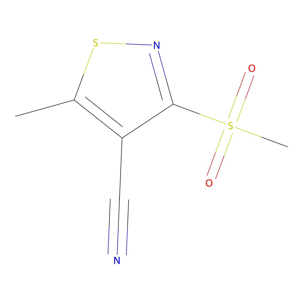 5-Methyl-3-(methylsulfonyl)-4-isothiazolecarbonitrile molecular structure, CAS 82000-51-9