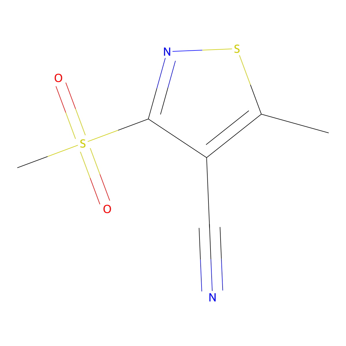 5-Methyl-3-(methylsulfonyl)-4-isothiazolecarbonitrile molecular structure, CAS 82000-51-9