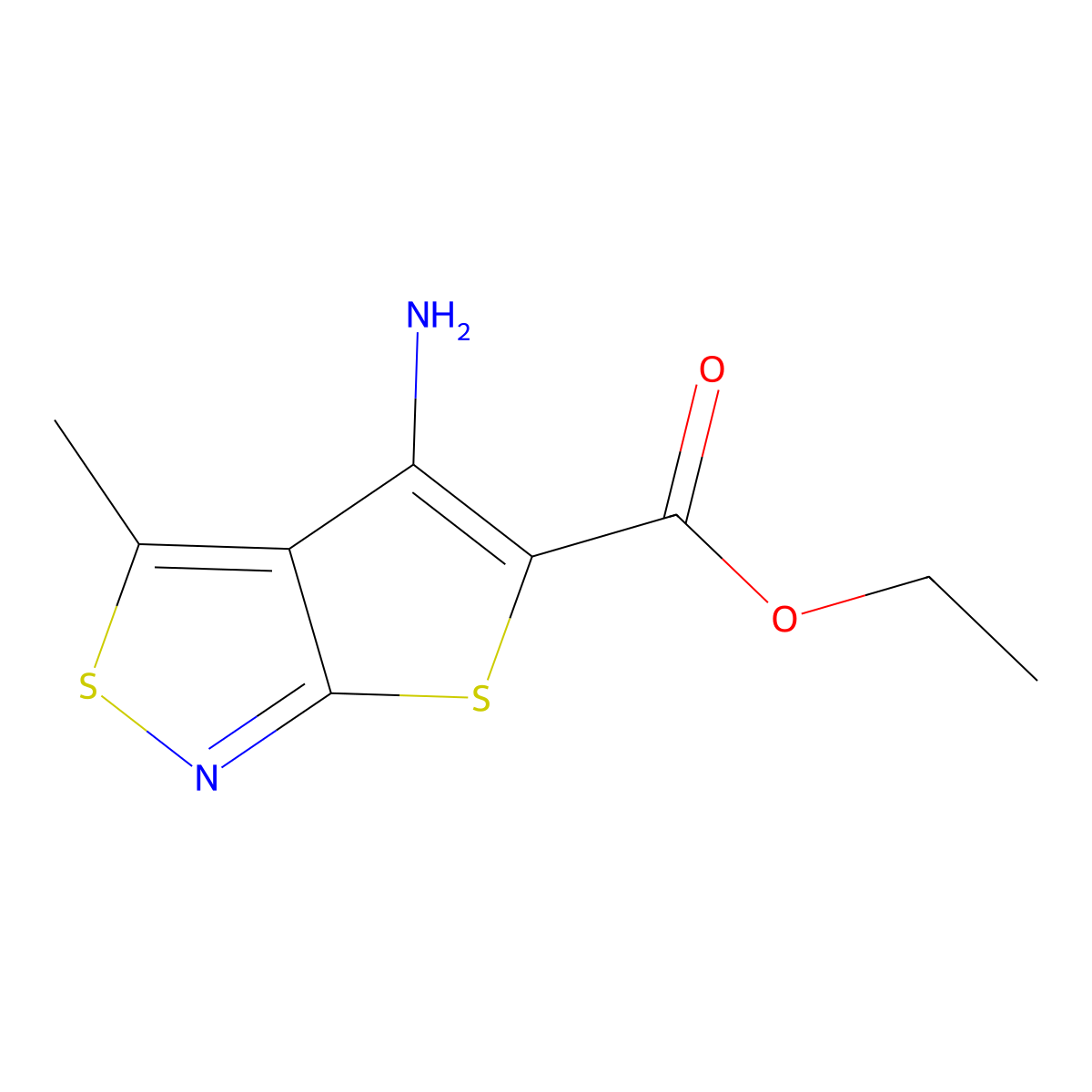Ethyl 4-amino-3-methylthieno[2,3-c][1,2]thiazole-5-carboxylate molecular structure, CAS 82000-54-2