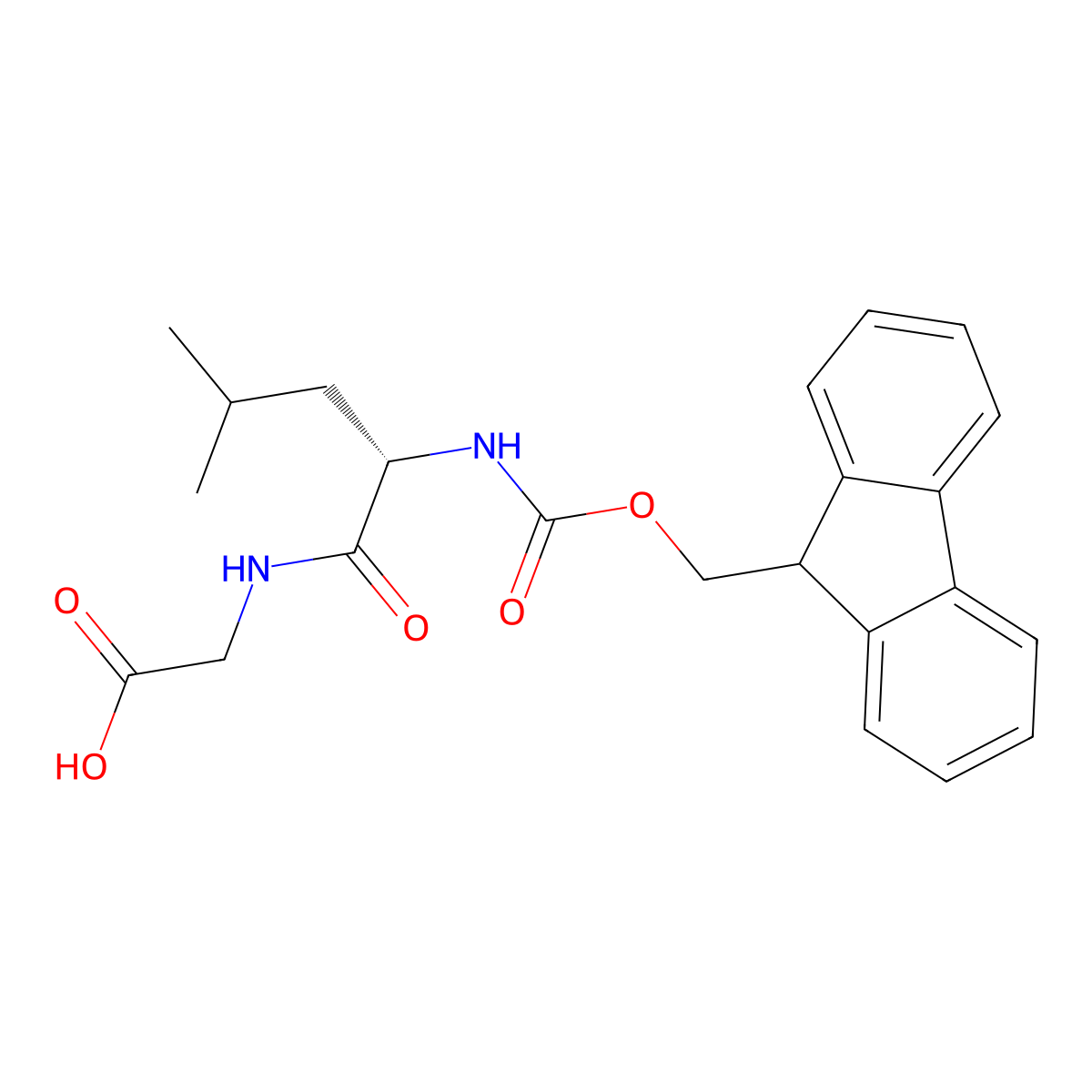 Glycine, N-[N-[(9H-fluoren-9-ylmethoxy)carbonyl]-L-leucyl]- molecular structure, CAS 82007-05-4