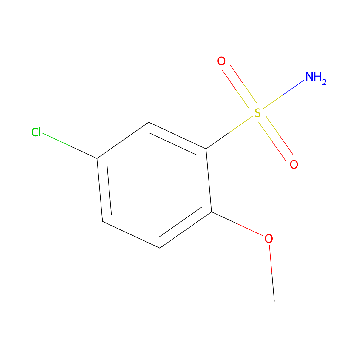 5-Chloro-2-methoxybenzene-1-sulfonamide molecular structure, CAS 82020-51-7