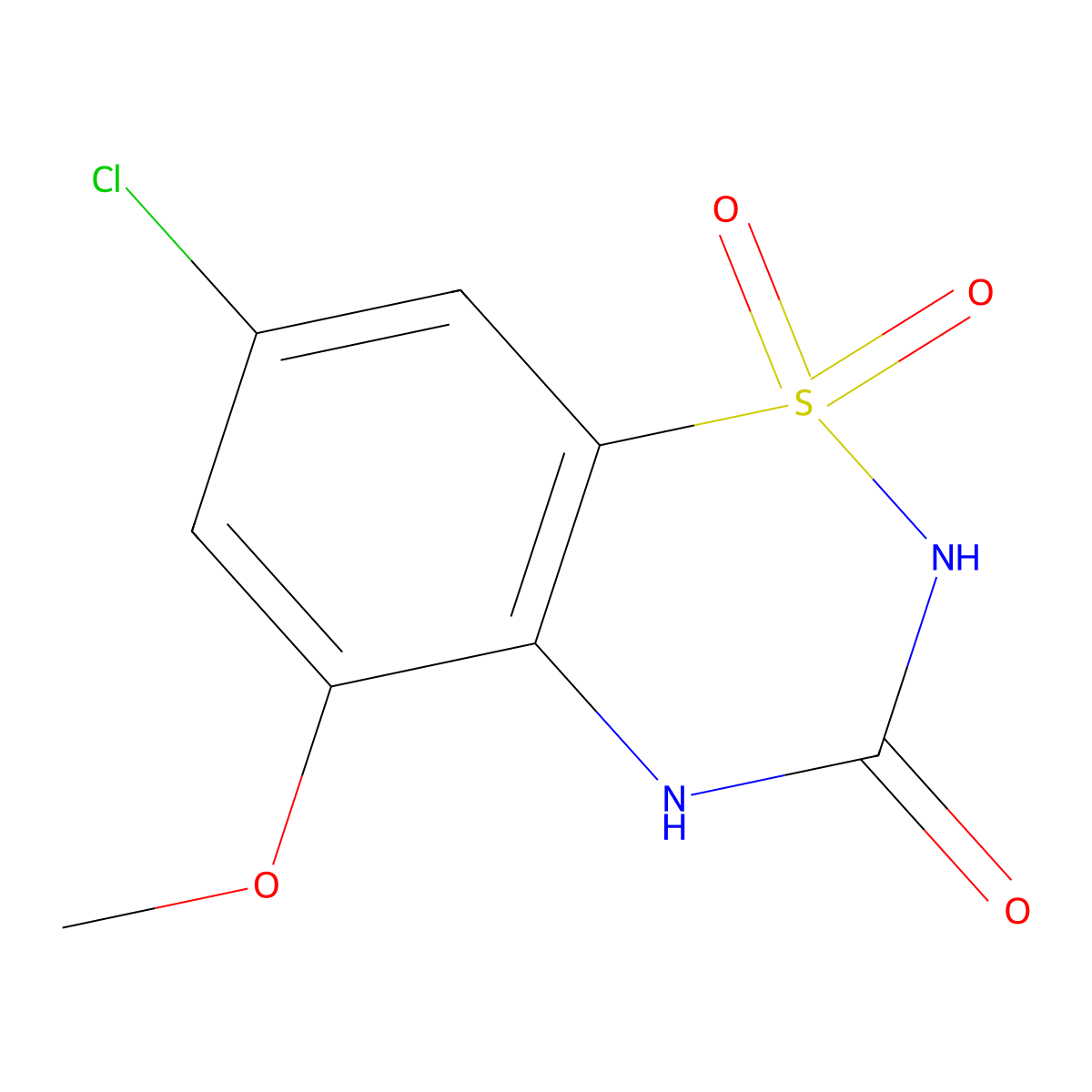 2H-1,2,4-Benzothiadiazin-3(4H)-one, 7-chloro-5-methoxy-, 1,1-dioxide molecular structure, CAS 820214-08-2