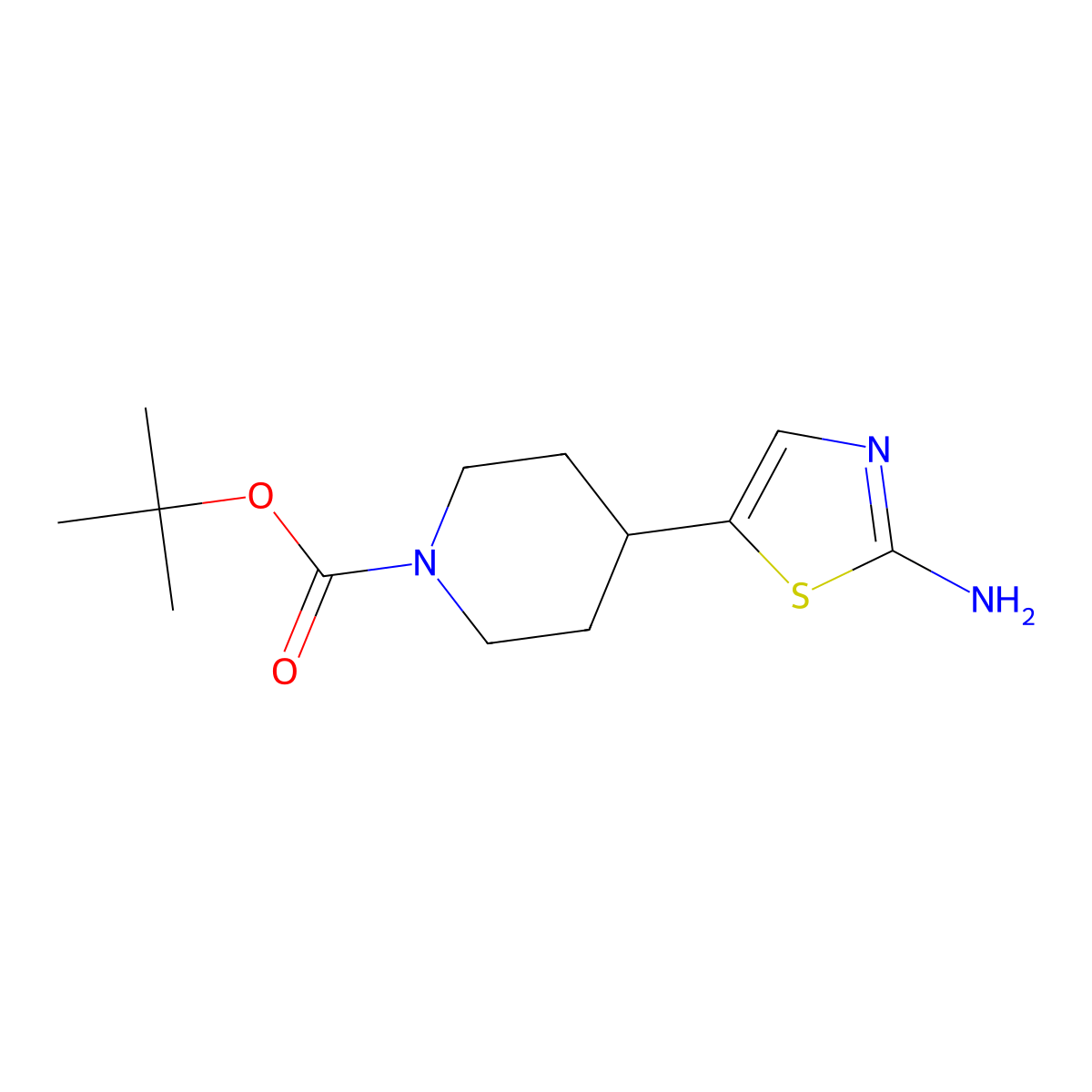 Tert-butyl 4-(2-amino-1,3-thiazol-5-yl)piperidine-1-carboxylate molecular structure, CAS 820231-21-8