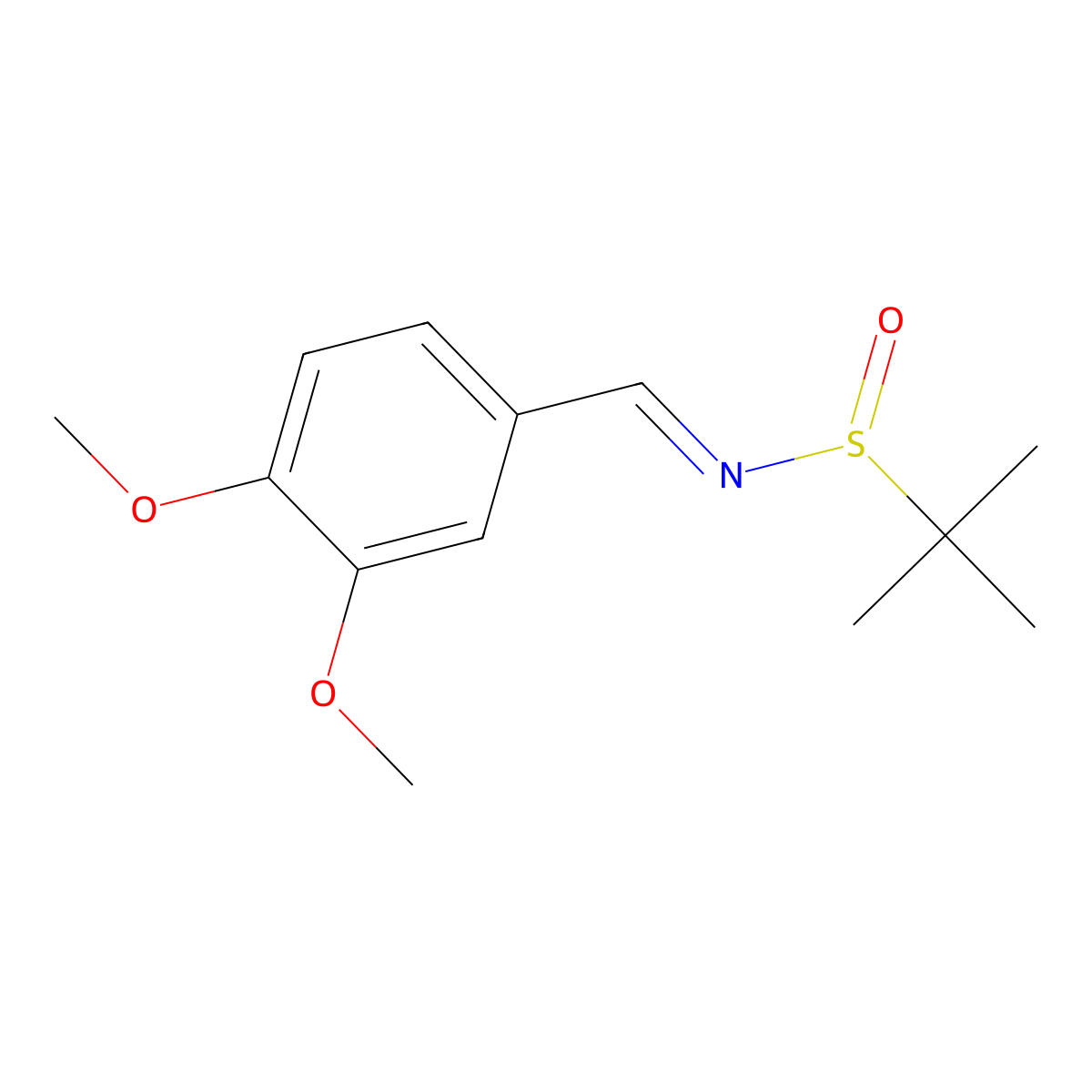 (R)-N-(3,4-dimethoxybenzylidene)-2-methylpropane-2-sulfinamide molecular structure, CAS 820231-38-7