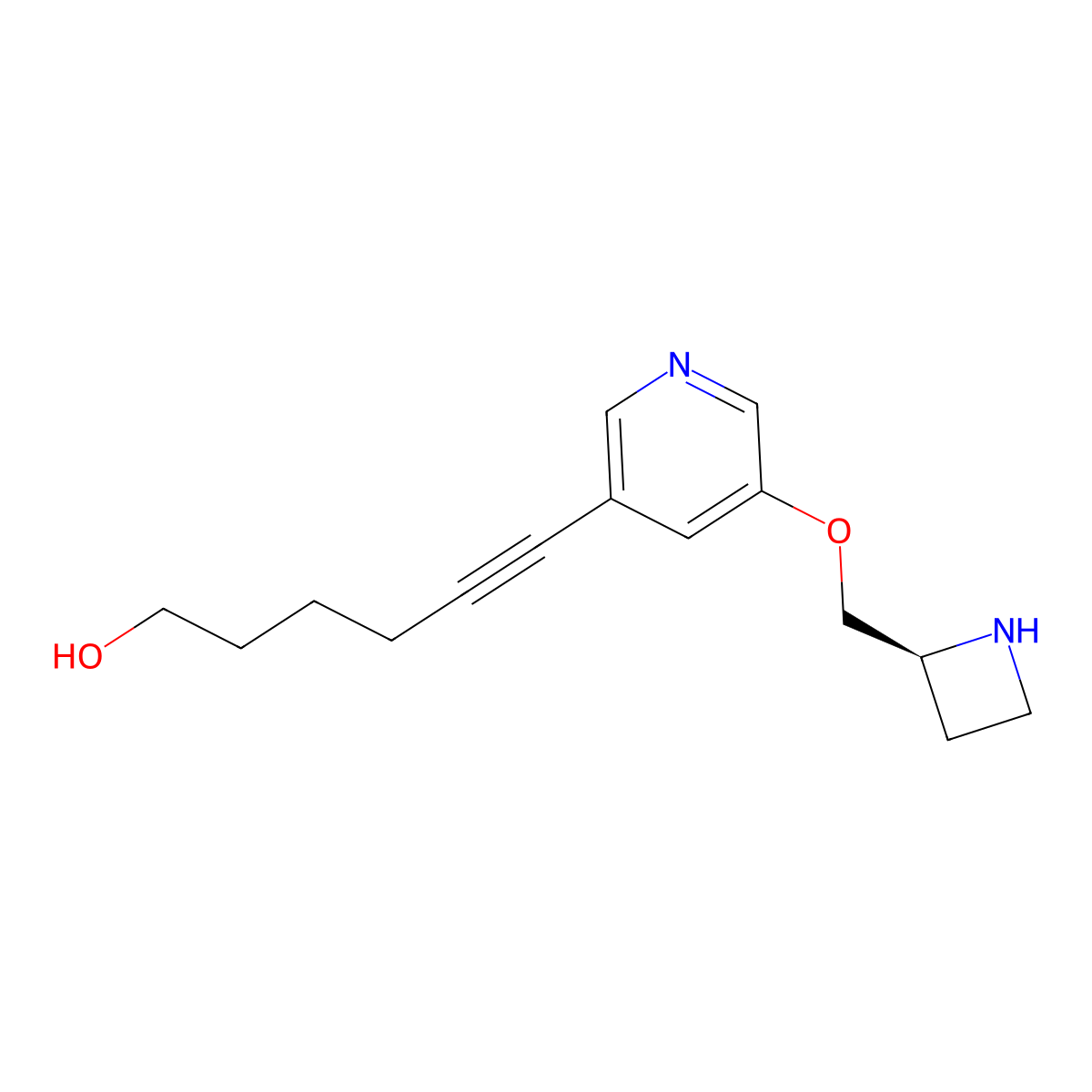 6-(5-(((S)-azetidin-2-yl)methoxy)pyridine-3-yl)hex-5-yn-1-ol molecular structure, CAS 820231-95-6