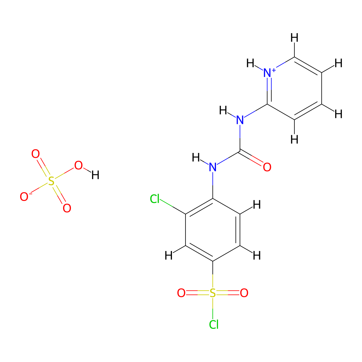 3-Chloro-4-(3-pyridin-2-yl-ureido)-benzenesulfonyl chloride hydrogen sulfate molecular structure, CAS 820245-41-8